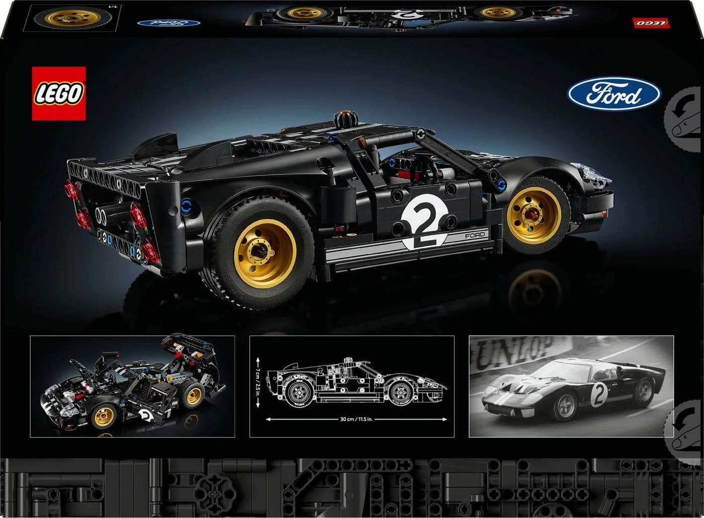 LEGO Technic 1966 Ford GT40 MKII Rennwagen 793 Teile Schwarz/Silber
