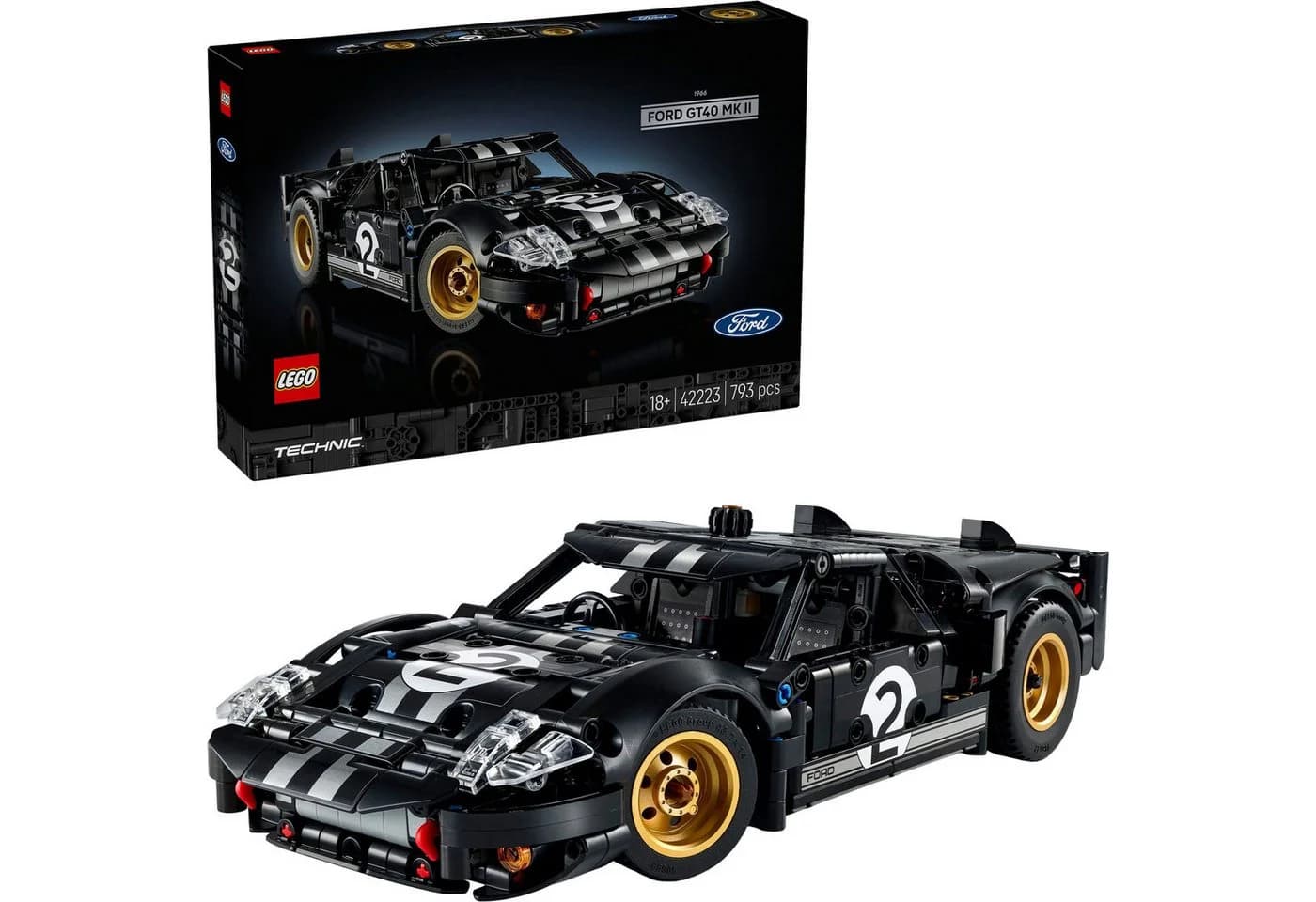 LEGO Technic 1966 Ford GT40 MKII Rennwagen 793 Teile Schwarz/Silber - Bild 2