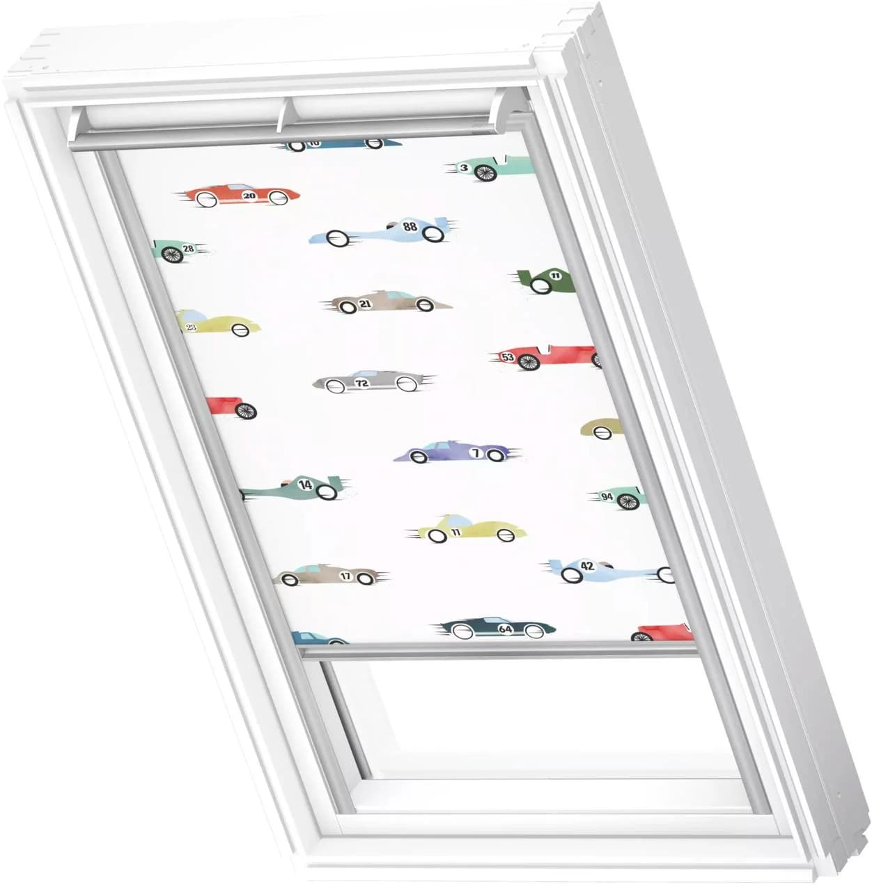 Verdunklungsrollo VELUX DKL 4654S Kids Rennautos Alufarben S08