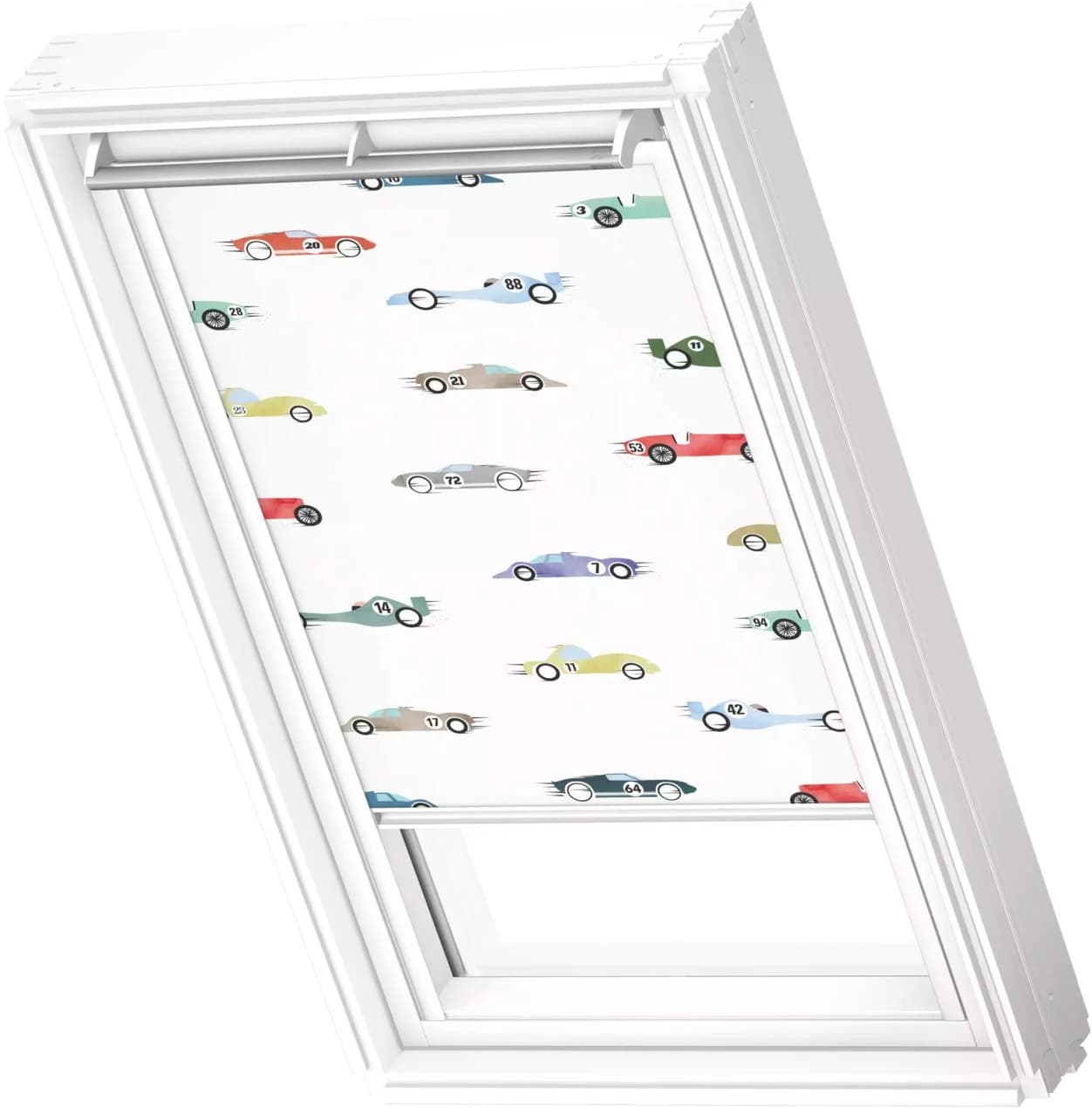 VELUX Verdunklungsrollo DKL 4654SWL Kids Rennautos Weiß PK10