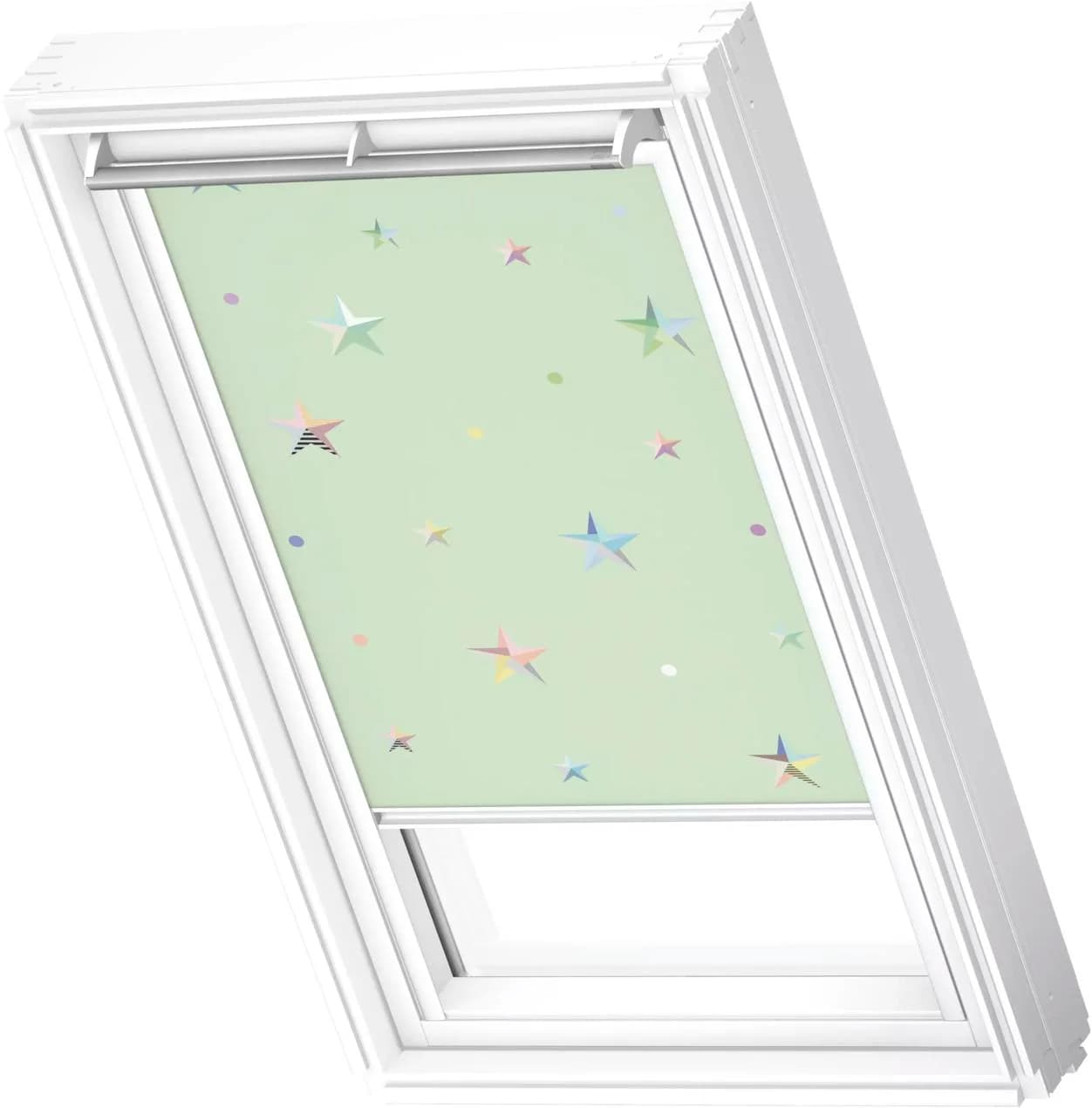 Verdunklungsrollo VELUX DKL 4661SWL Kids Grüne Sterne Weiß UK04