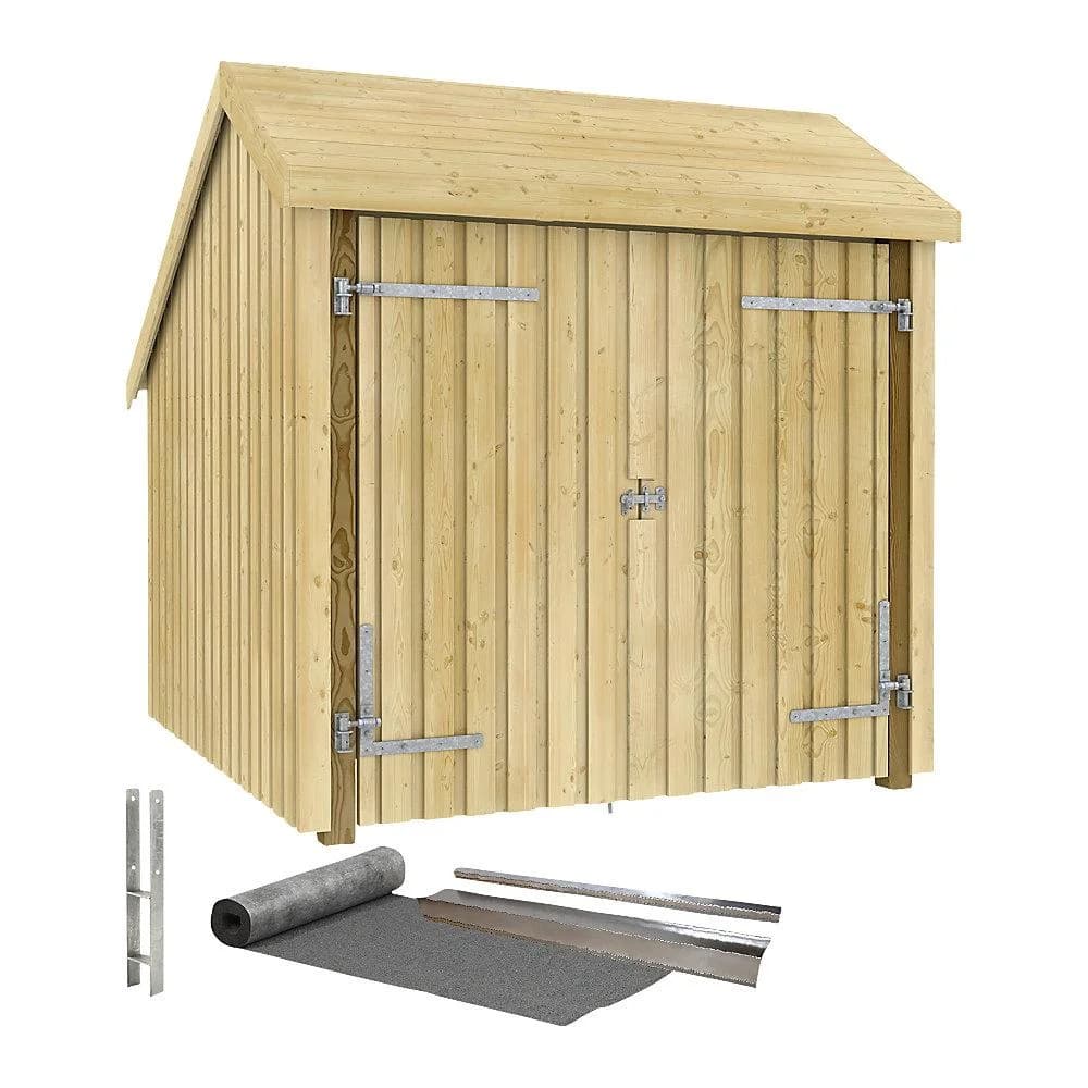 Gartenhaus PLUS, beige, Holzwerkstoff, Gartenhaus, Fahrradunterstand mit Doppeltür