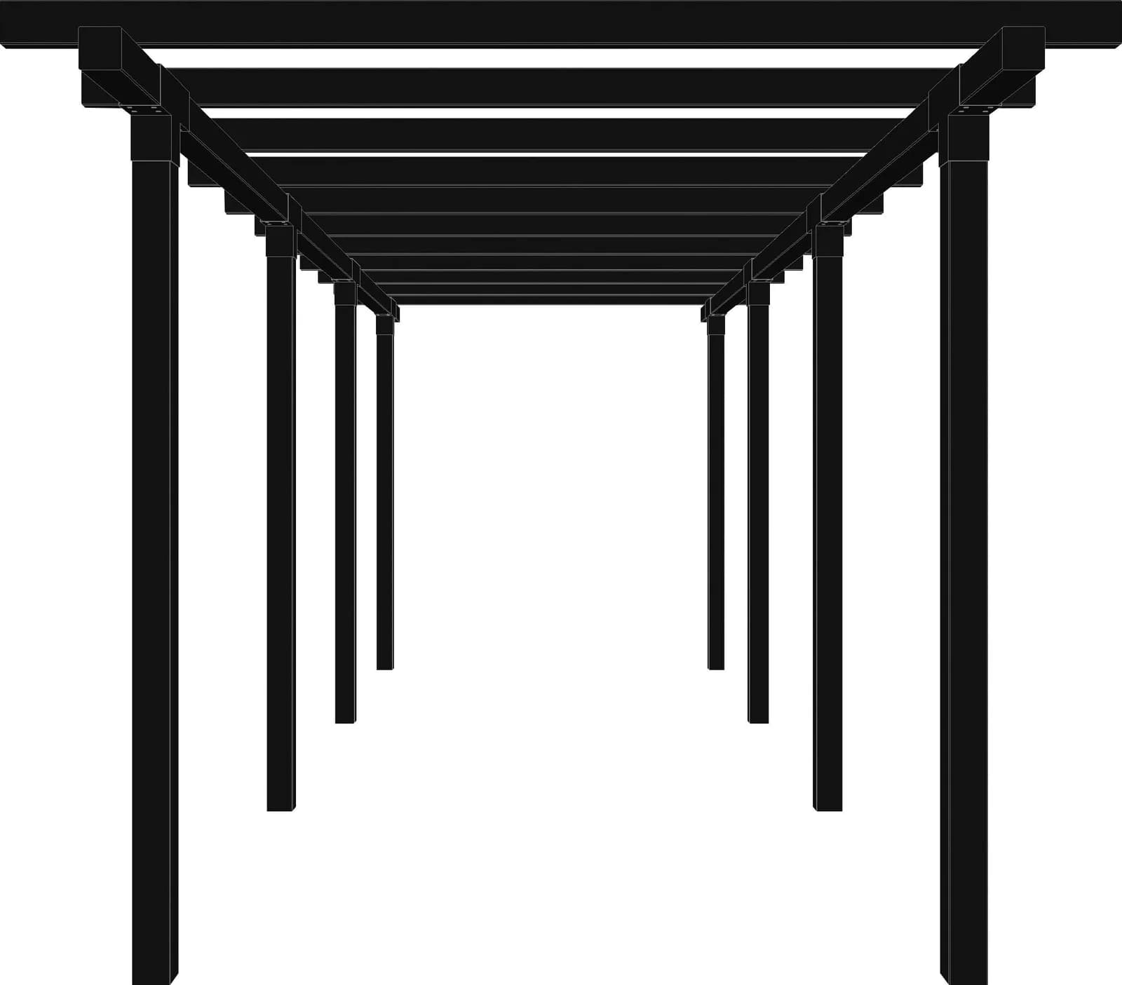 PLUS Pergola "Cubic" Schwarz Massivholz & Stahl
