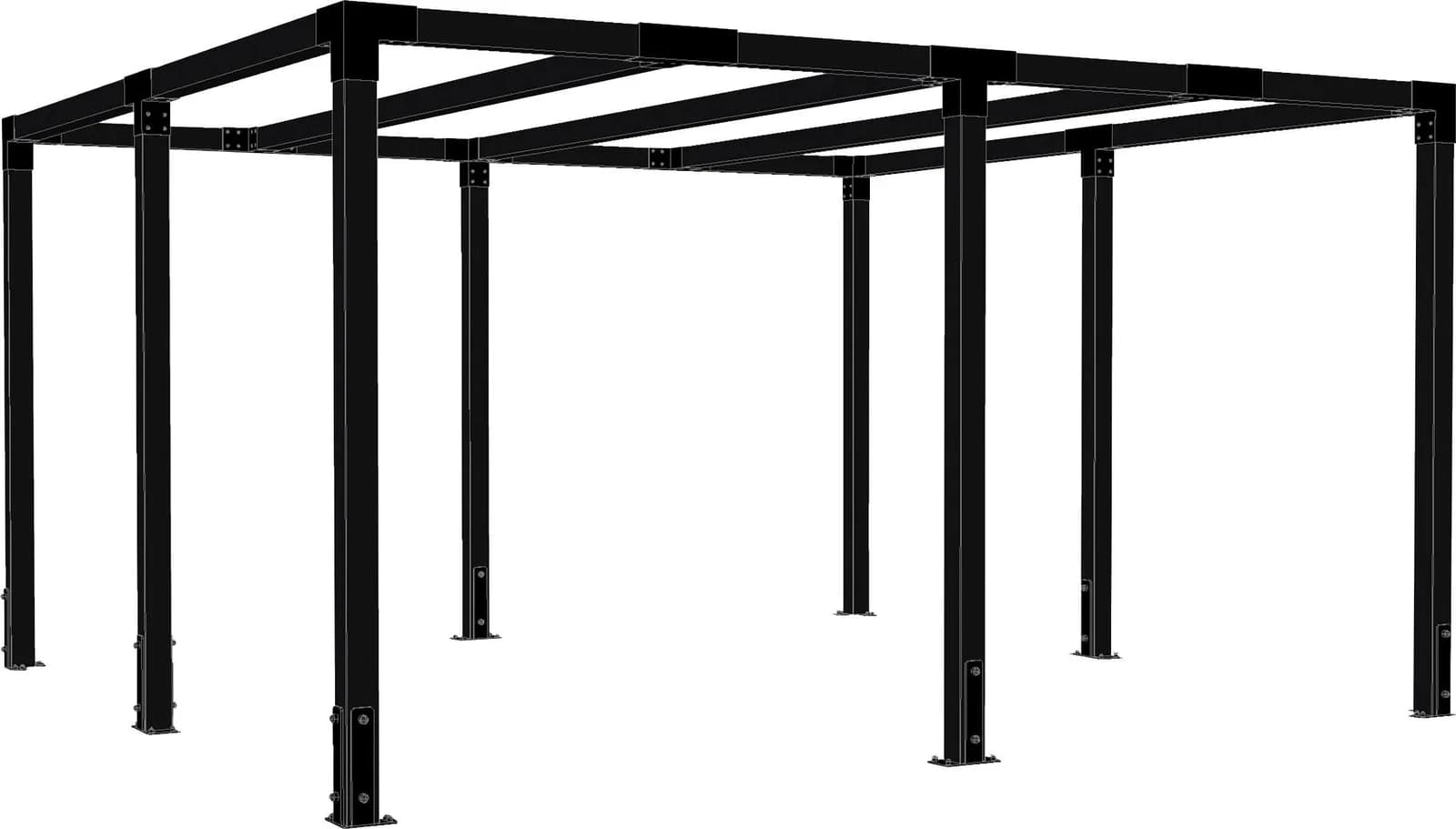 Pergola PLUS "Cubic" Schwarz Massivholz & Stahl