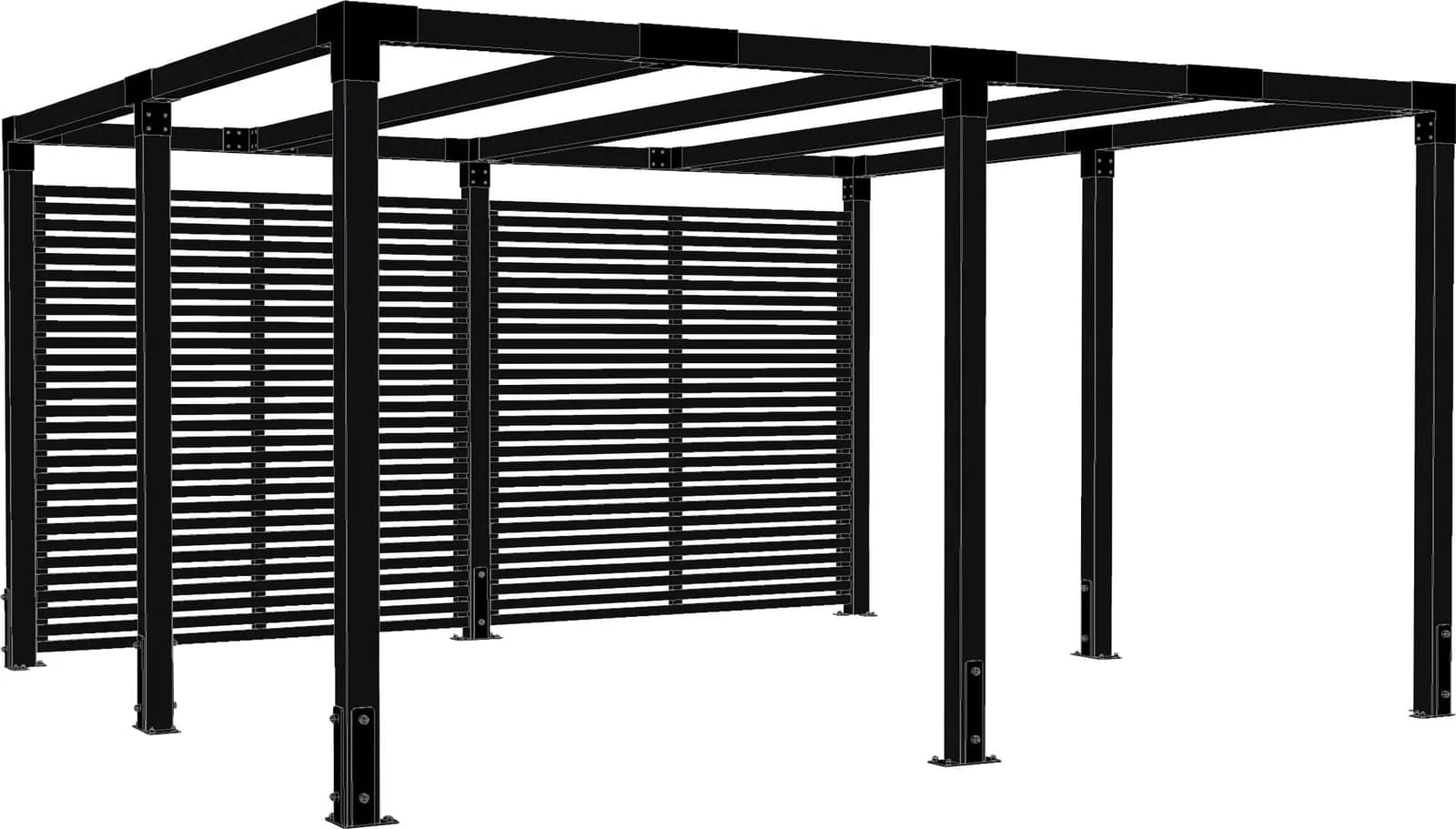 PLUS Pergola Cubic Schwarz Selbstbausatz mit Tokyozäunen