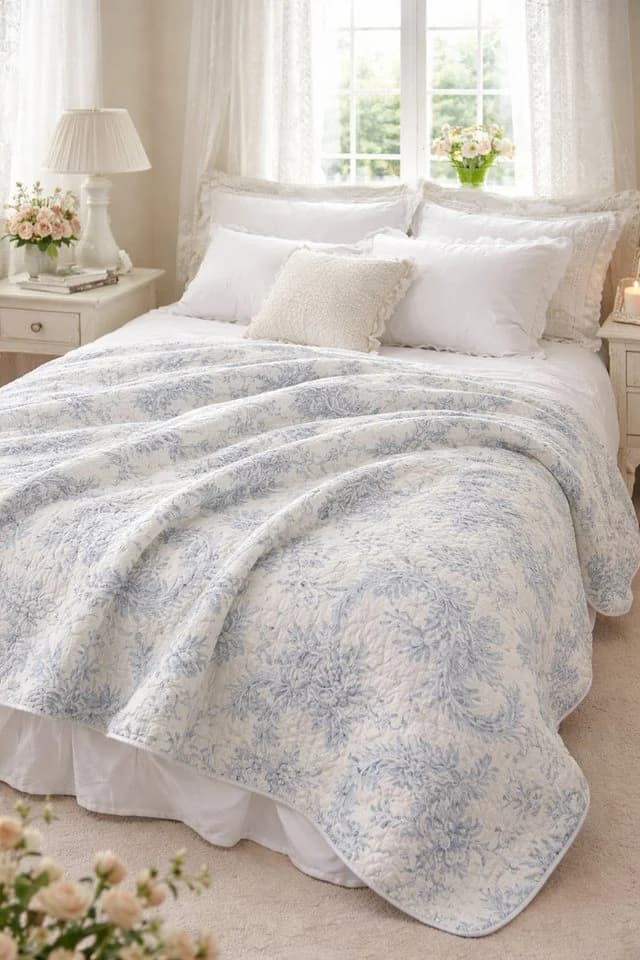 AU Maison Wohndecke Blue Quilt-Optik Baumwolle