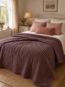AU Maison Wohndecke gestreift staubiges Pink Quilt-Optik Baumwolle Bild 1