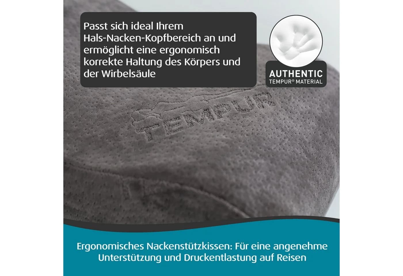 Tempur Reisekissen Anthrazit Ergonomisches Kissen mit Tragebeutel - Bild 4