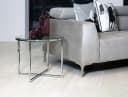 ACTONA GROUP Glastisch Cross Runder Beistelltisch Klarglas Stahl Bild 1