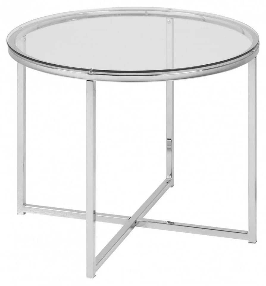 ACTONA GROUP Glastisch Cross Runder Beistelltisch Klarglas Stahl - Bild 2