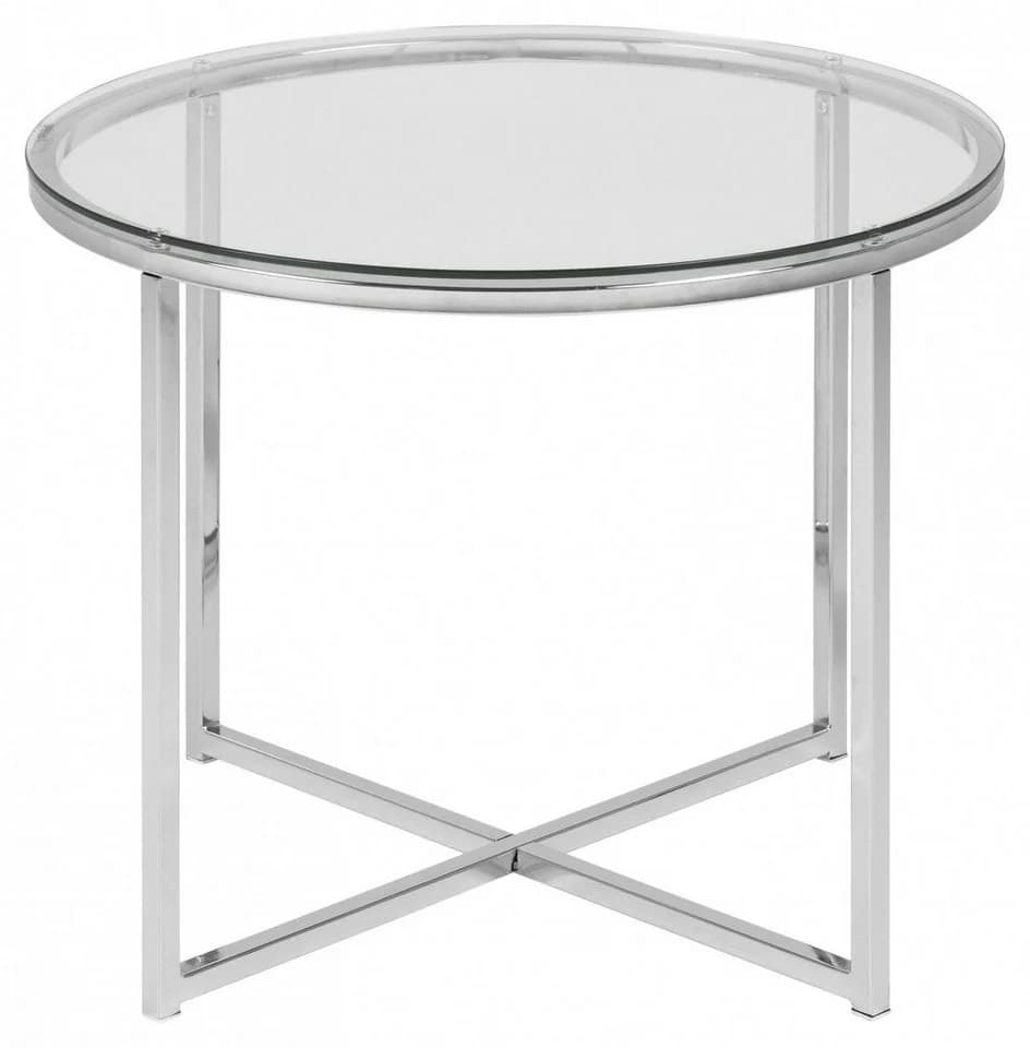 ACTONA GROUP Glastisch Cross Runder Beistelltisch Klarglas Stahl - Bild 3