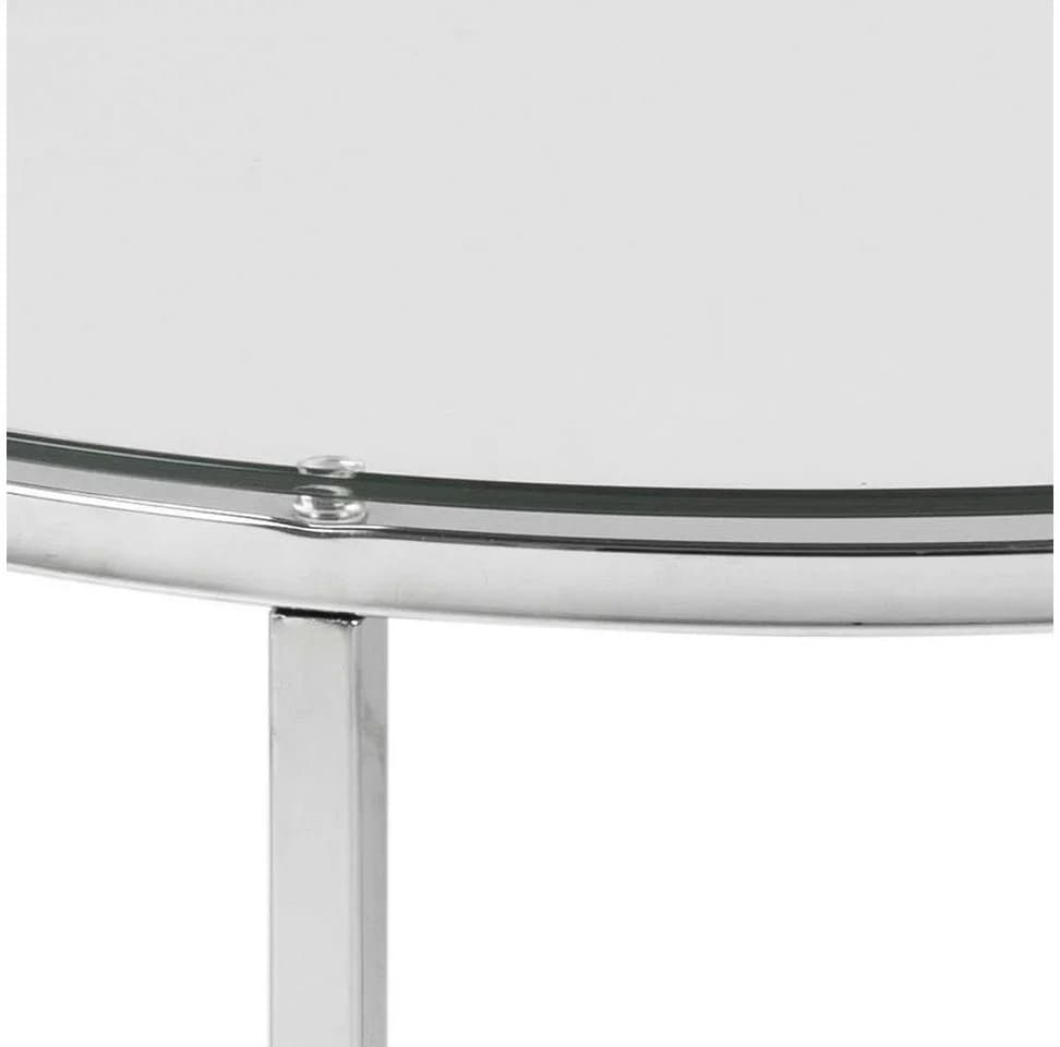 ACTONA GROUP Glastisch Cross Runder Beistelltisch Klarglas Stahl - Bild 4