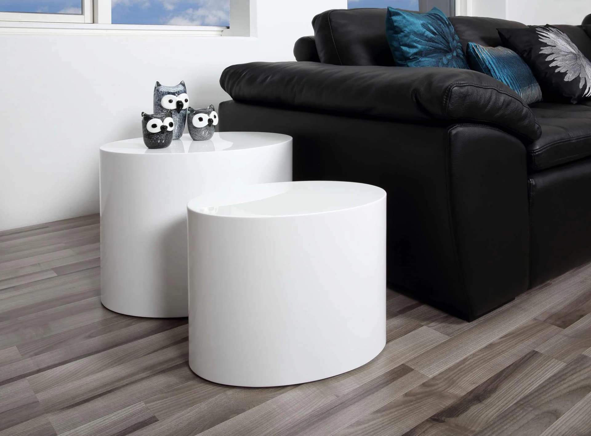 ACTONA GROUP Mice 2er-Set Couchtisch Weiß Hochglanz Oval