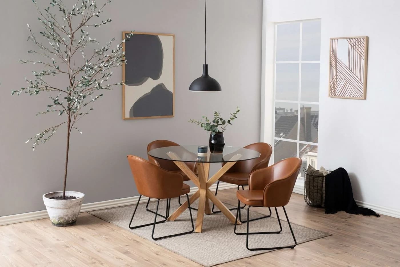 ACTONA GROUP Glas Esstisch Heaven Runder Tisch Glas/Natur