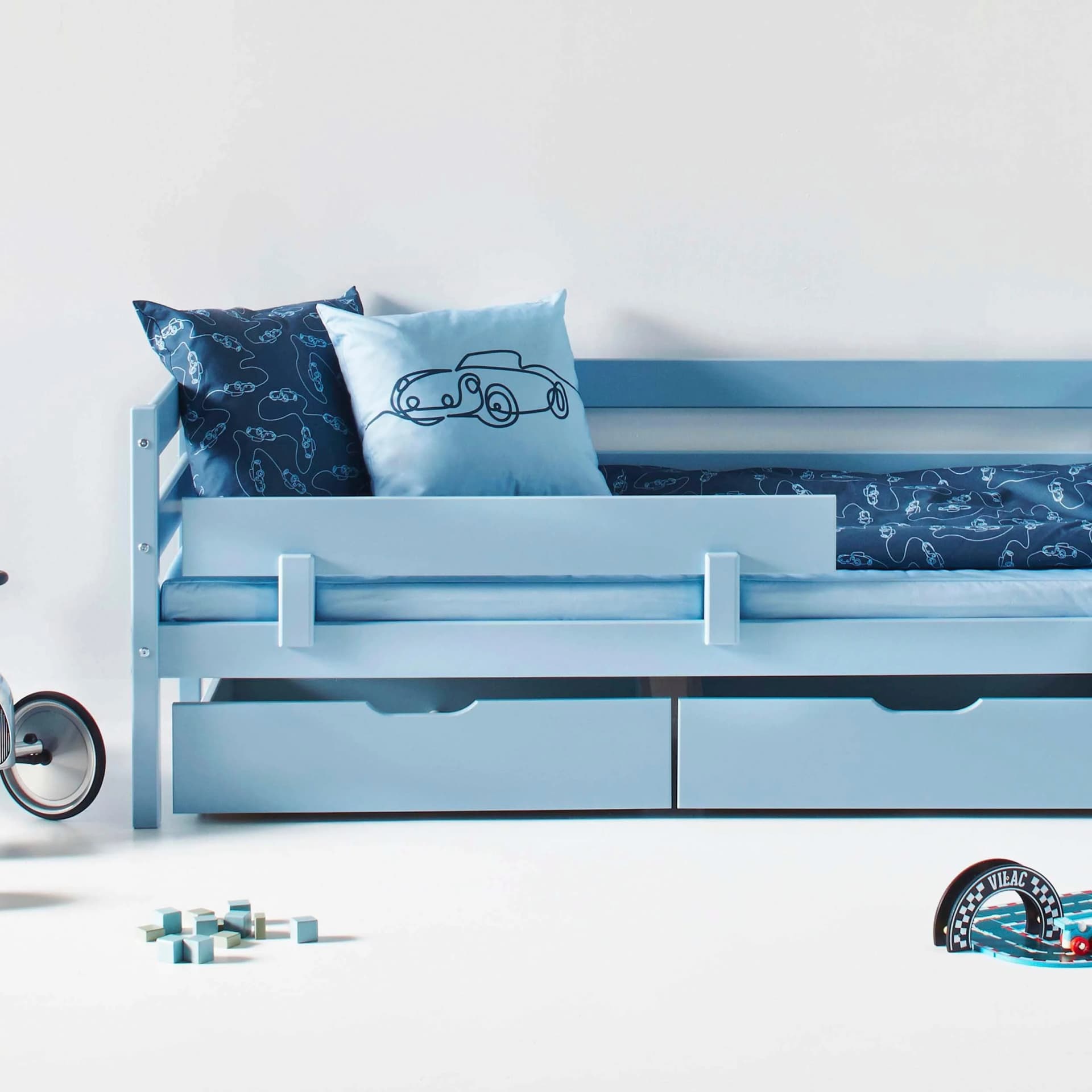 Hoppekids ECO Comfort Kinderbett Kiefer Massivholz Blau