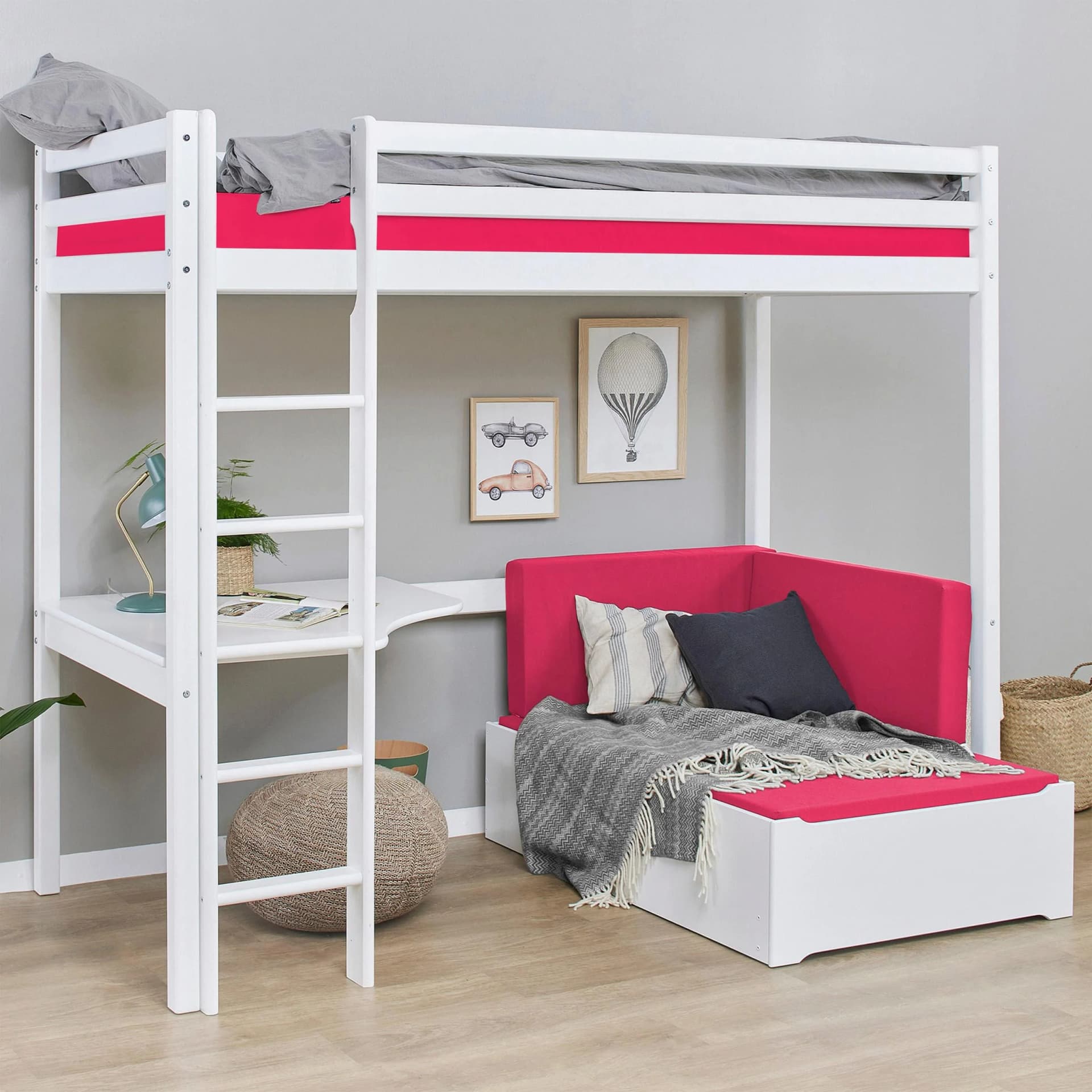 Hoppekids Hochbett ECO Dream mit Schreibtisch und Gästebett