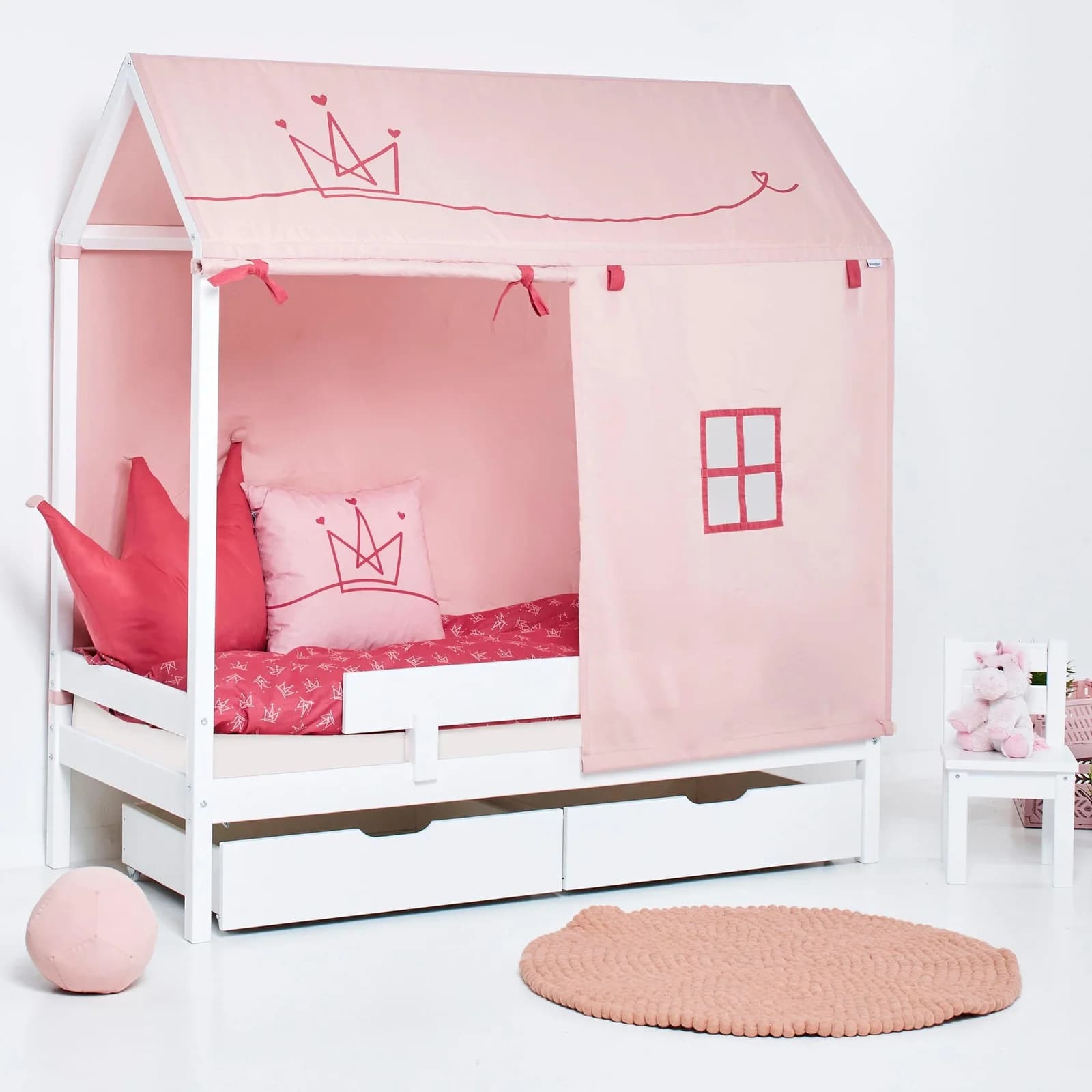 HOPPEKIDS ECO Comfort Kinderbett Weiß mit Dach