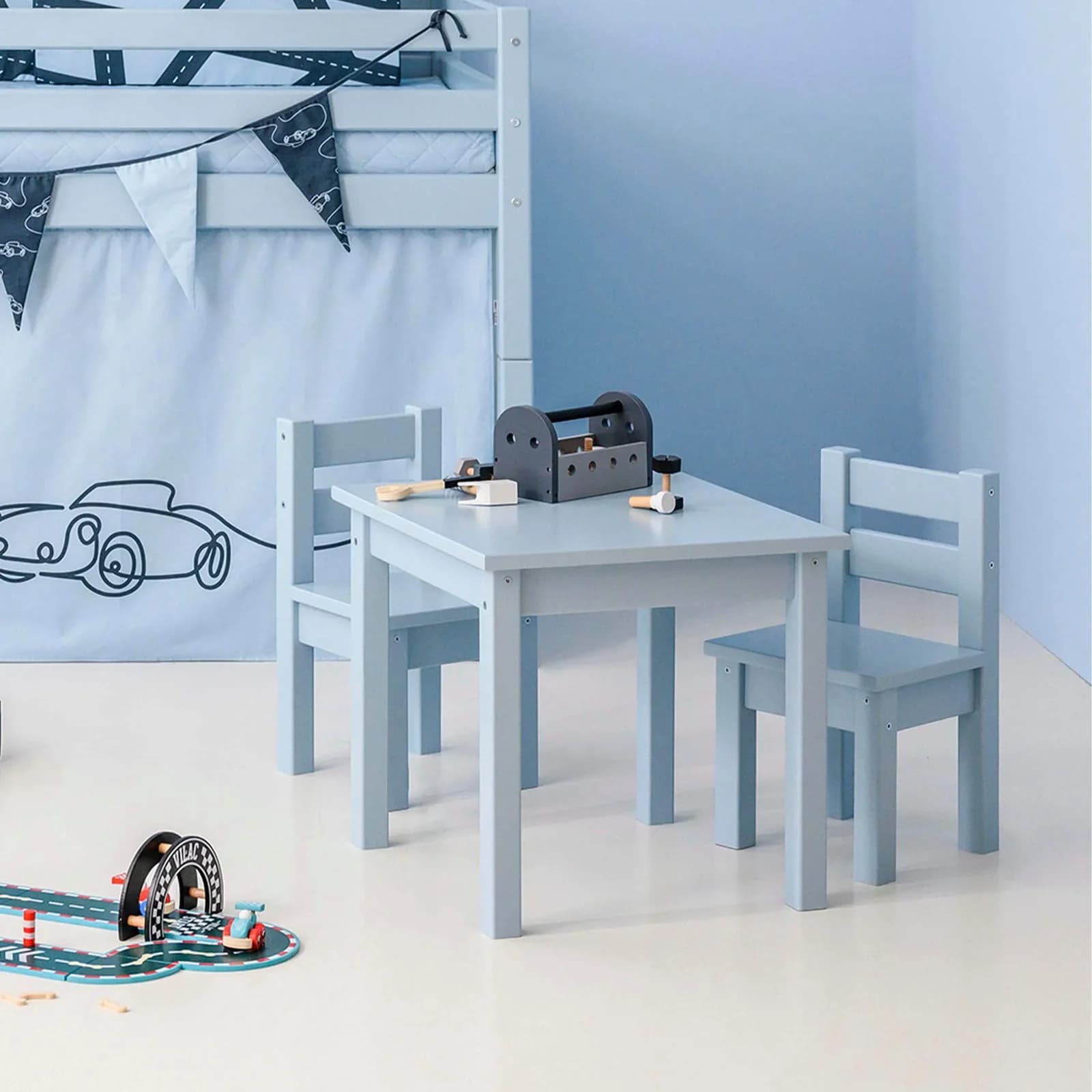 Hoppekids MADS Kindersitzgruppe Blau mit Tisch und Stuhl