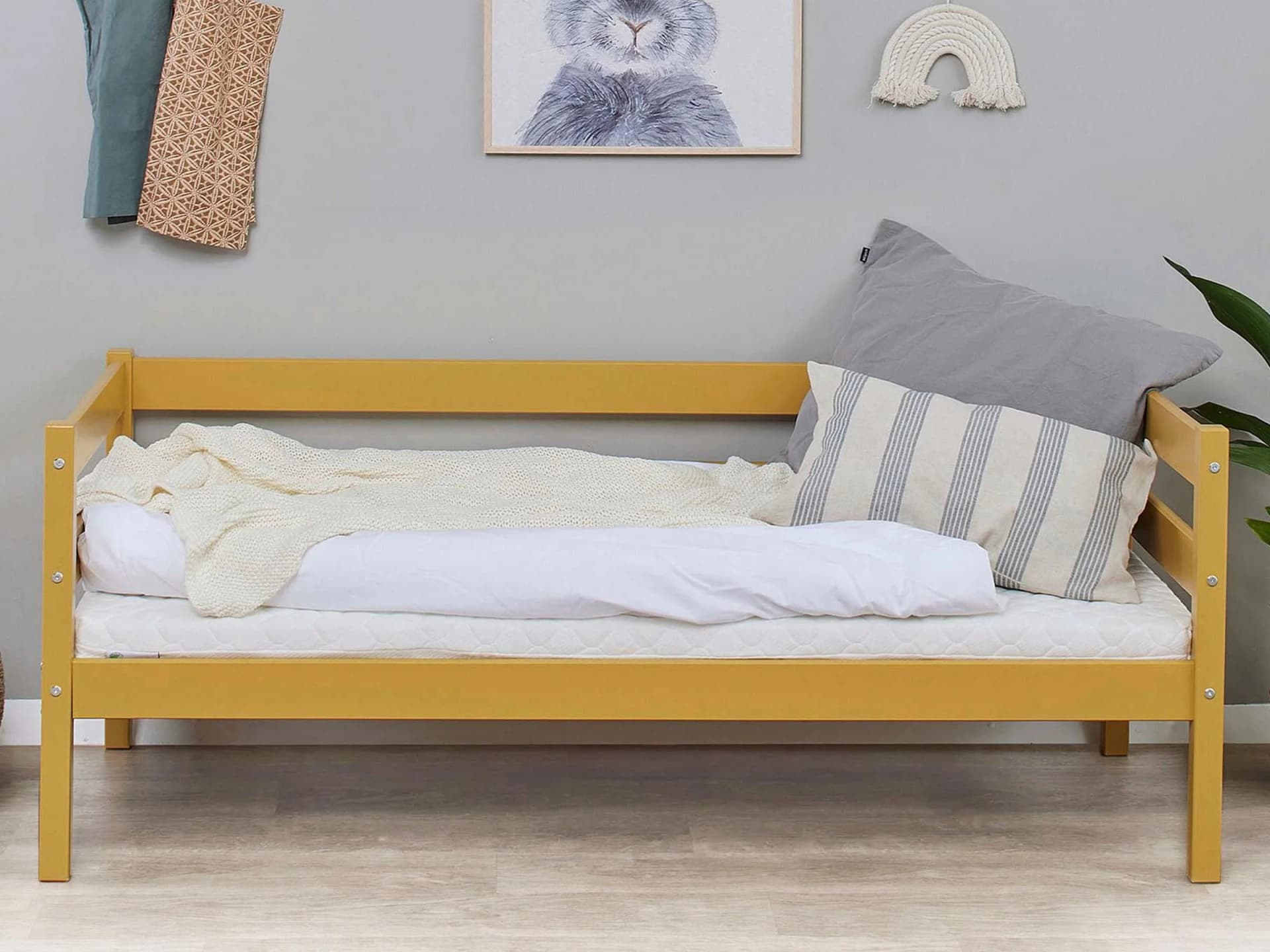 Hoppekids ECO Comfort Kinderbett Kiefer Massivholz Herbstgelb
