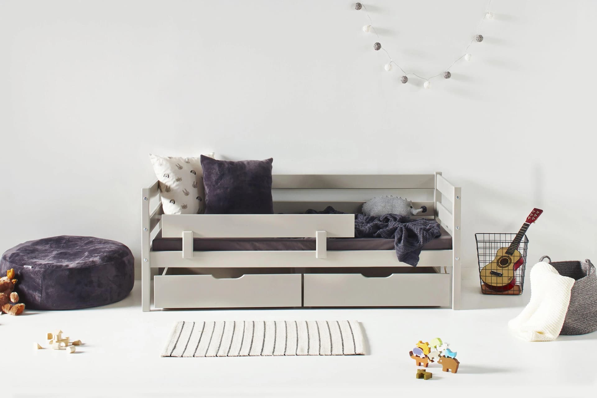 Hoppekids ECO Comfort Kinderbett Kiefer Massivholz Grau