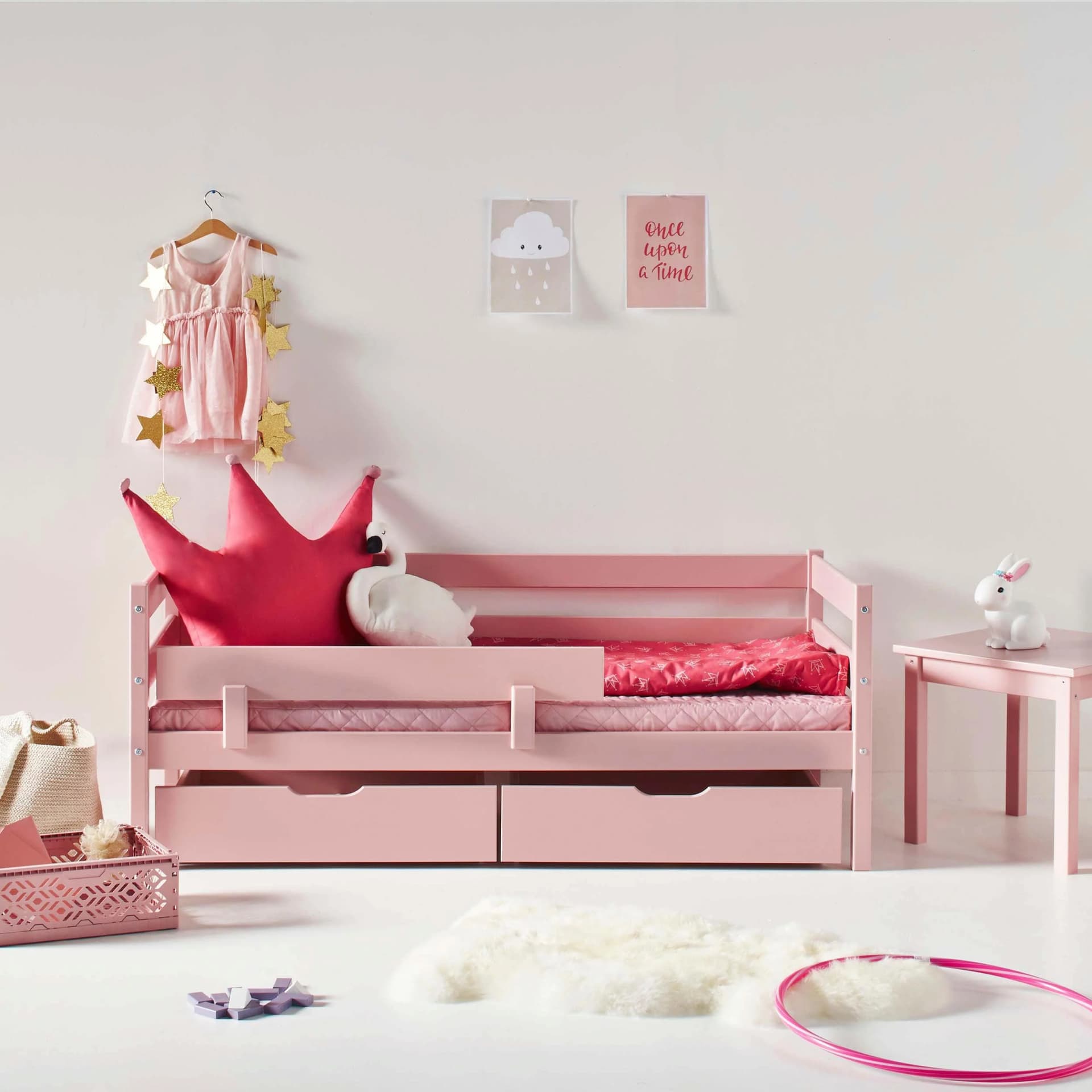 Hoppekids ECO Comfort Kinderbett Kiefer Massivholz Rosa