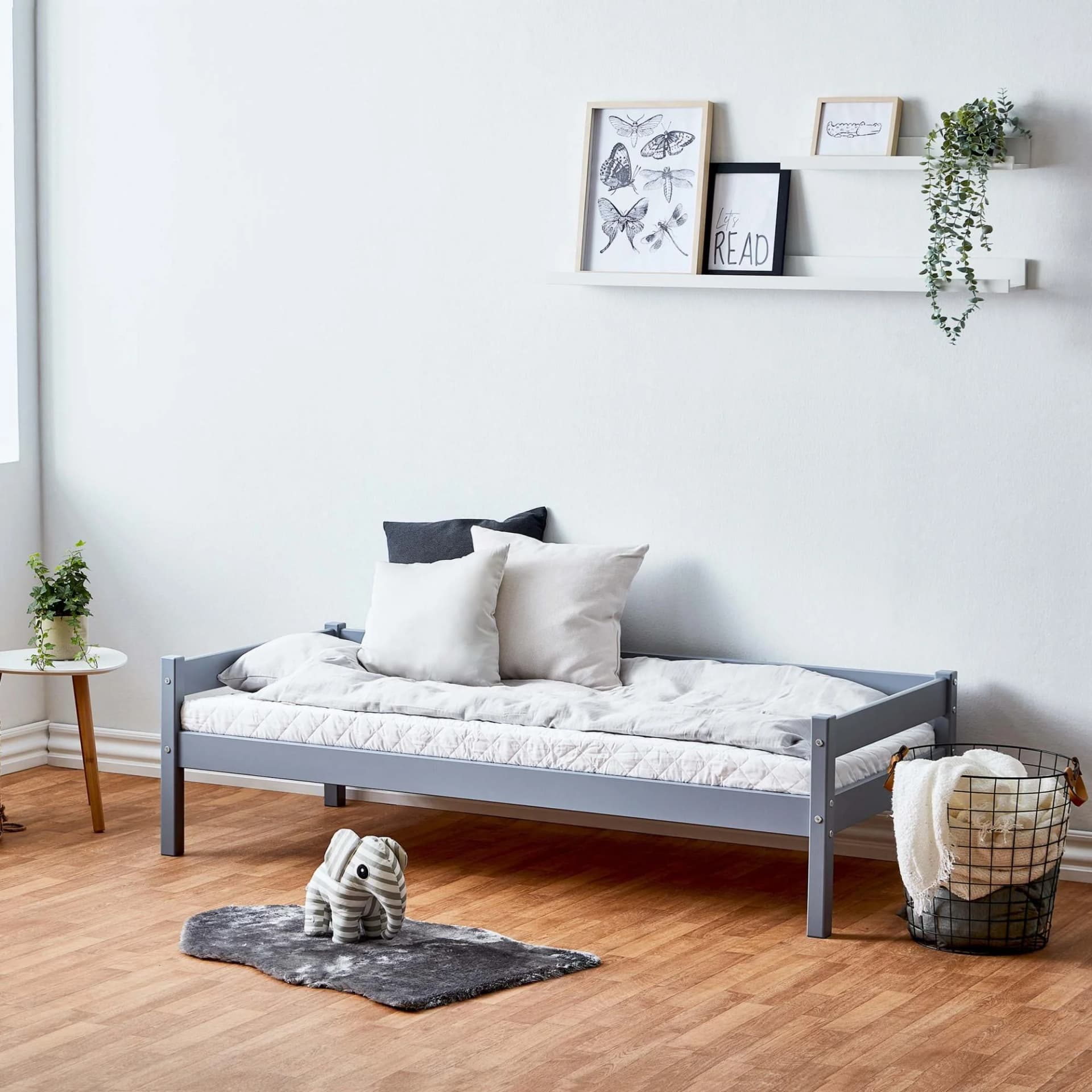 HOME AFFAIRE Kinderbett ECO One Grau Skandinavisch mit Matratze