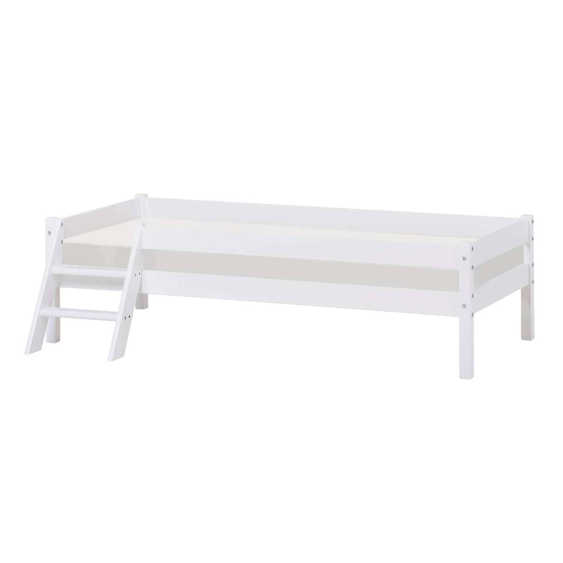HOME AFFAIRE ECO One Jugendbett Weiß Massivholz mit Matratze