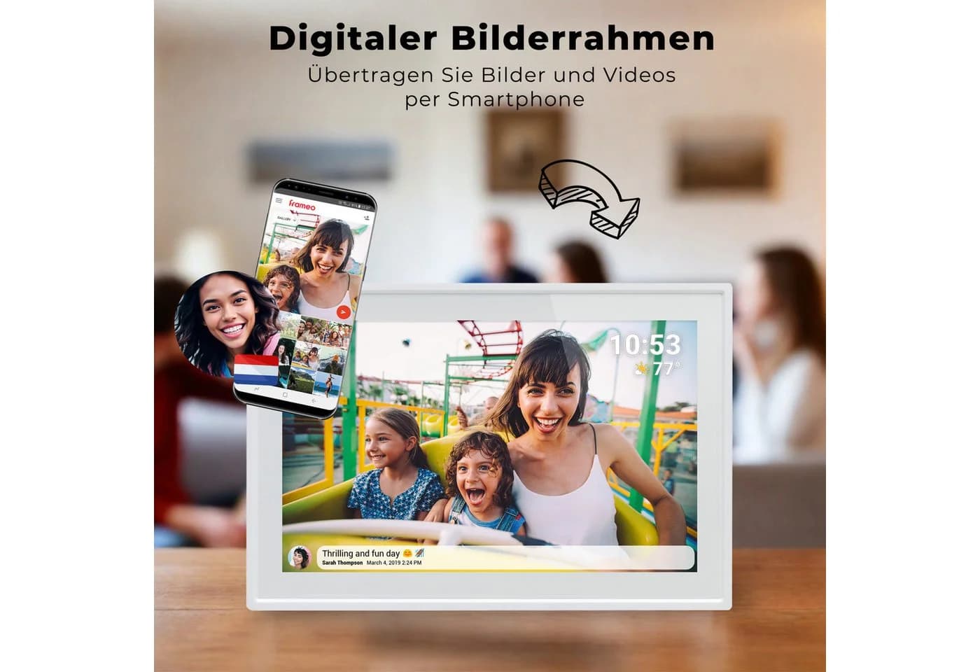 Denver PFF-1021W Digitaler Bilderrahmen 10,1 Zoll WLAN Weiss