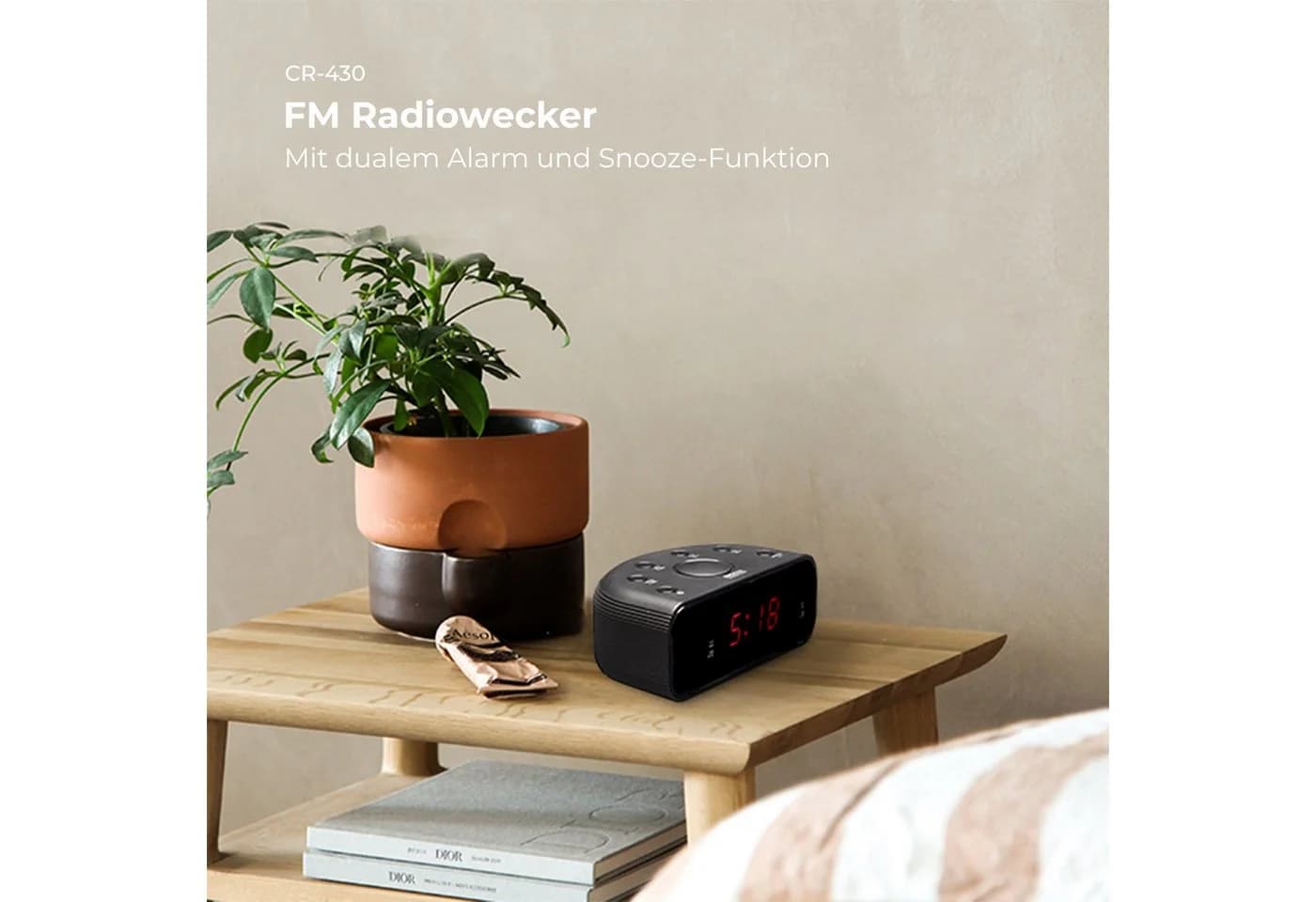 Denver Radiowecker CR-430 Schwarz mit Dual Alarm und 10 FM-Speicher