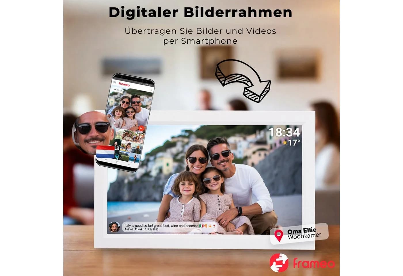 Denver PFF-1503W Digitaler Bilderrahmen 15.6 Zoll WLAN Weiss