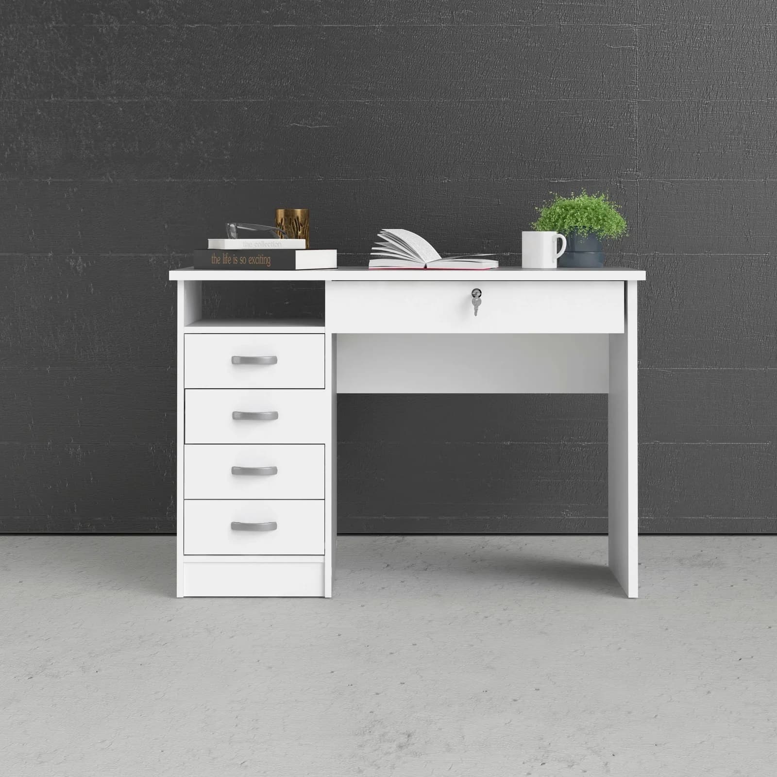 INOSIGN Function Plus Schreibtisch Weiß mit 4 Schubladen