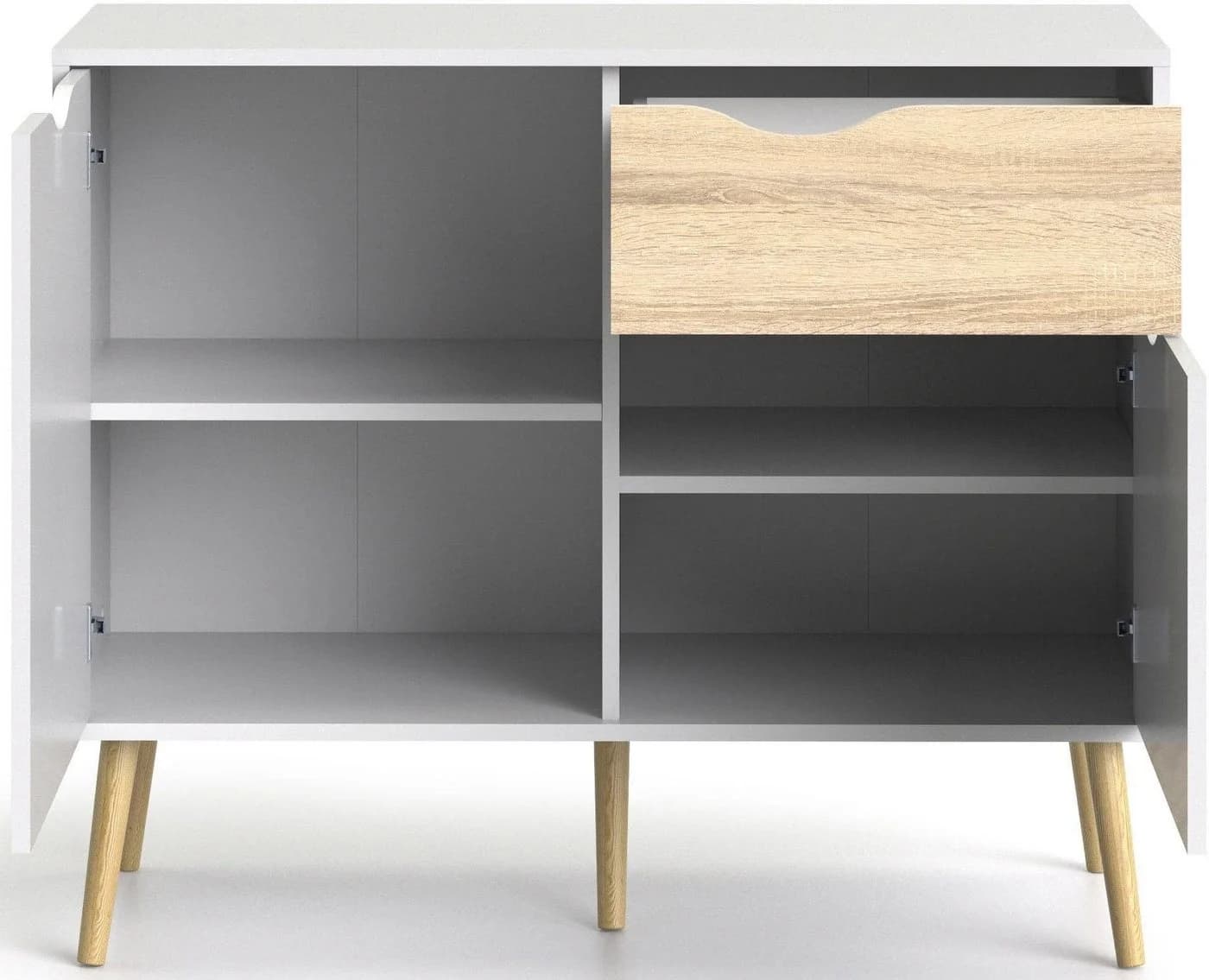 Sideboard ANDAS Oslo Weiß Eiche Struktur 2 Türen 1 Schublade - Bild 4