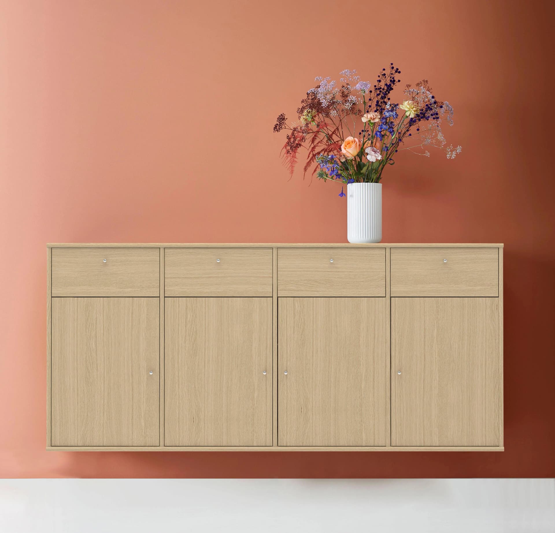 HAMMEL FURNITURE Mistral Sideboard Weiß Eiche Wandmontage