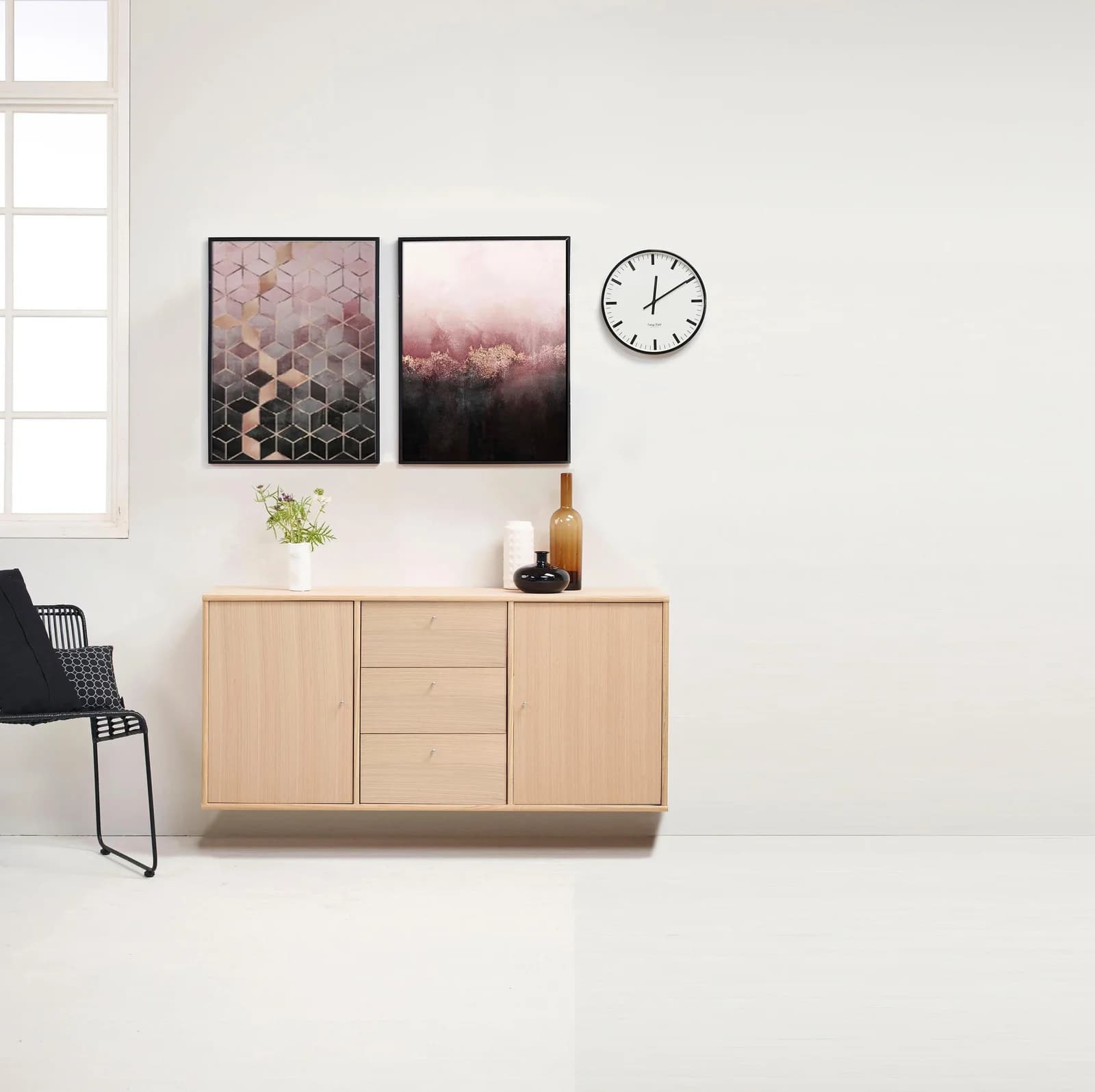 HAMMEL FURNITURE Mistral Sideboard Weiß Eiche Wandmontage