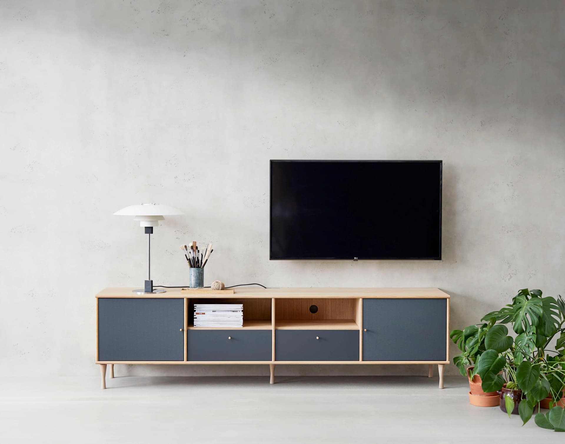 Mistral Fernsehschrank Hammel Furniture Weißpigmentierte Eiche