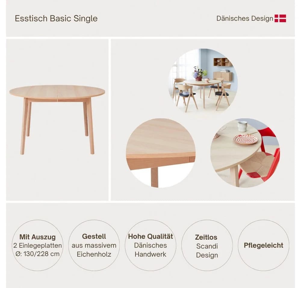 HAMMEL FURNITURE Basic Single Esstisch Weiß Ausziehbar - Bild 3