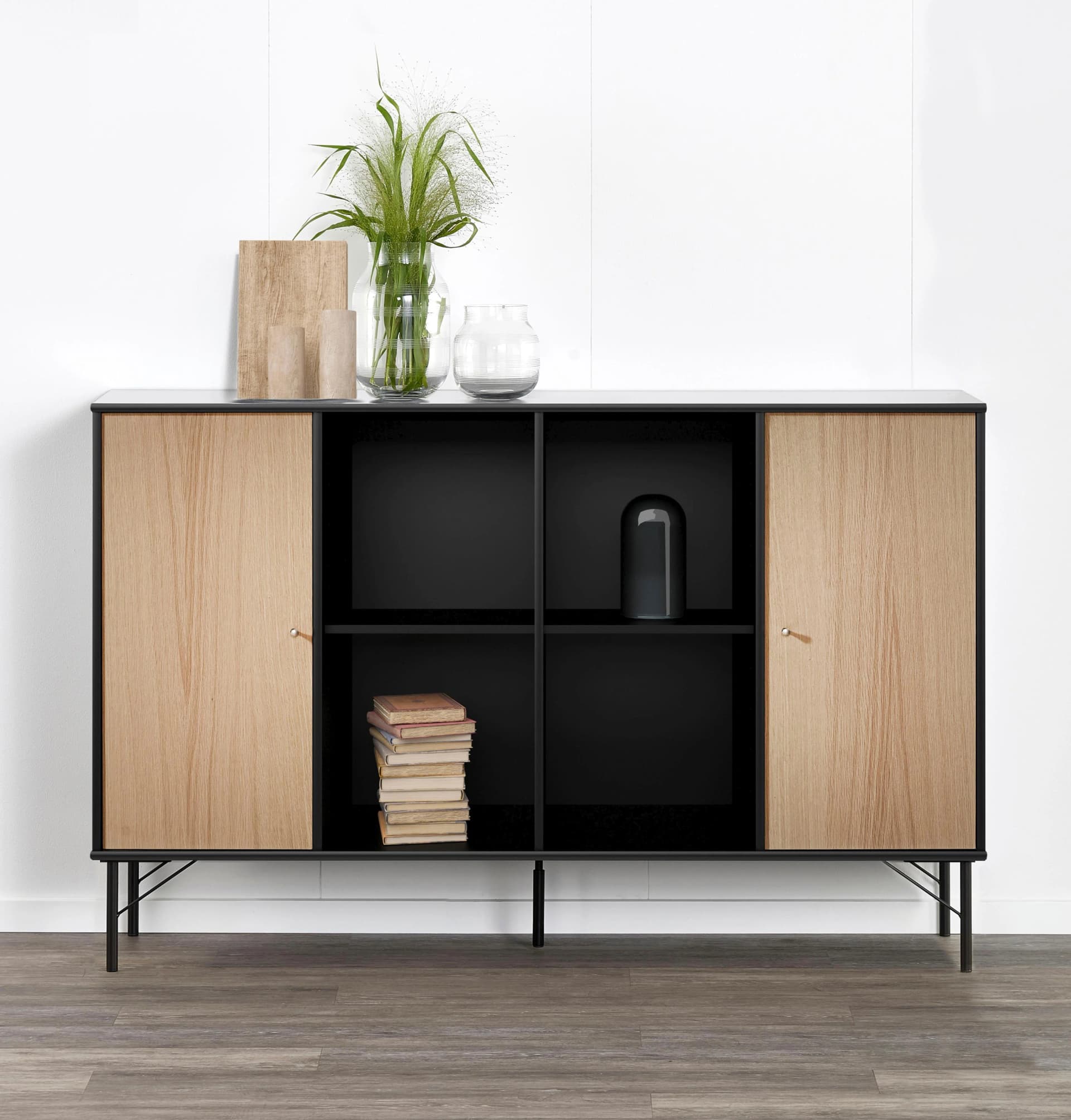 Sideboard Mistral Kubus Schwarz Eiche Weiß Pigmentiert