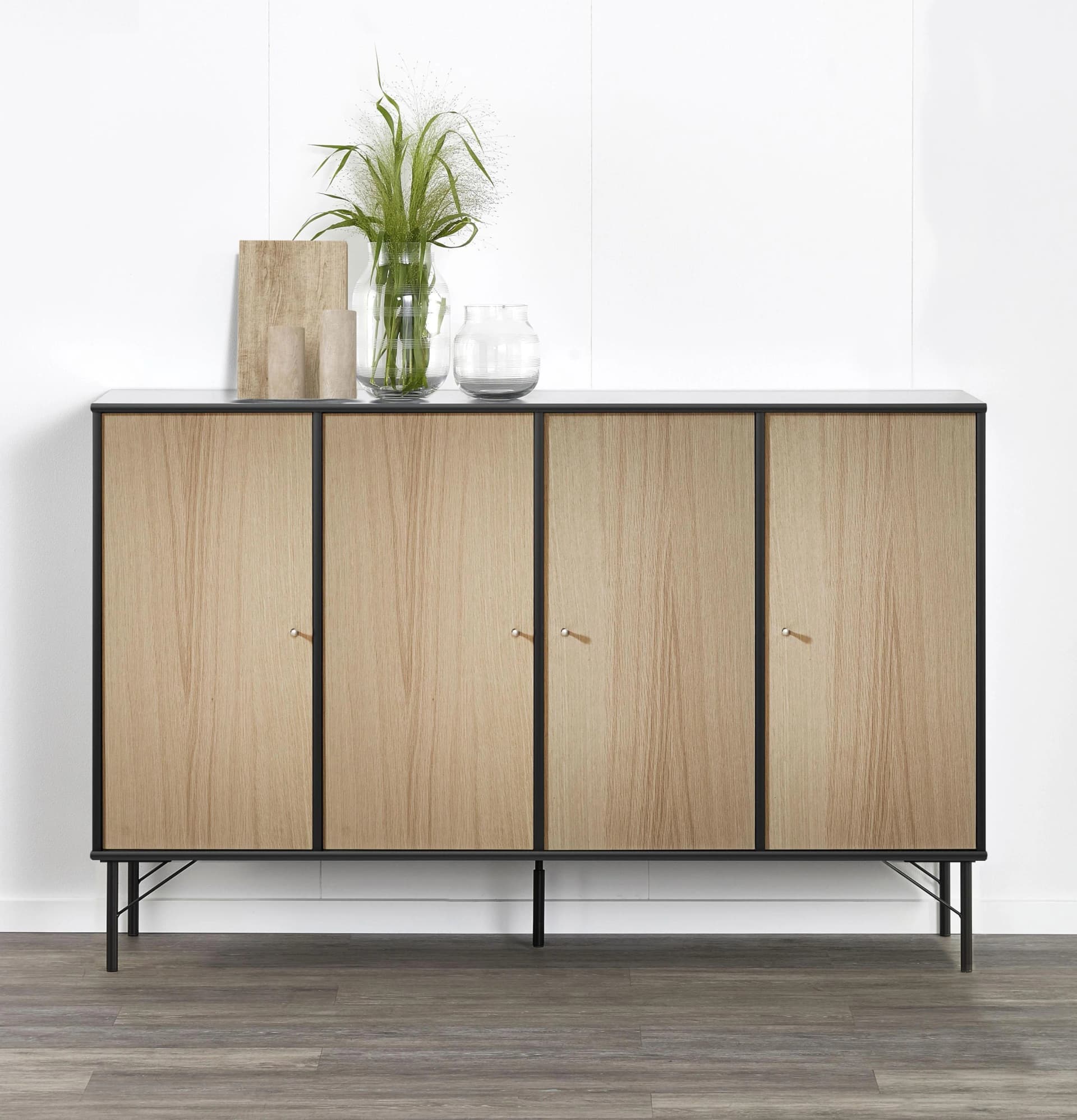 Sideboard Mistral Kubus Schwarz Eiche Weiß Pigmentiert