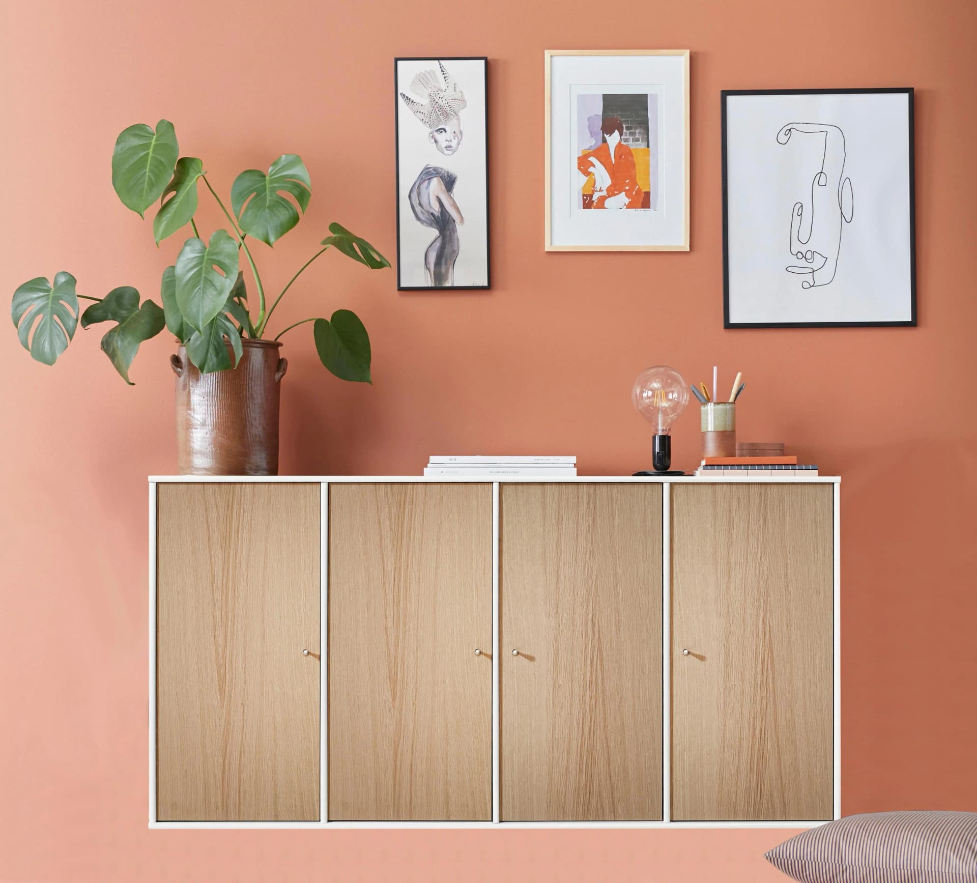 Sideboard HAMMEL FURNITURE Mistral Kubus Weiß Eiche 4 Türen