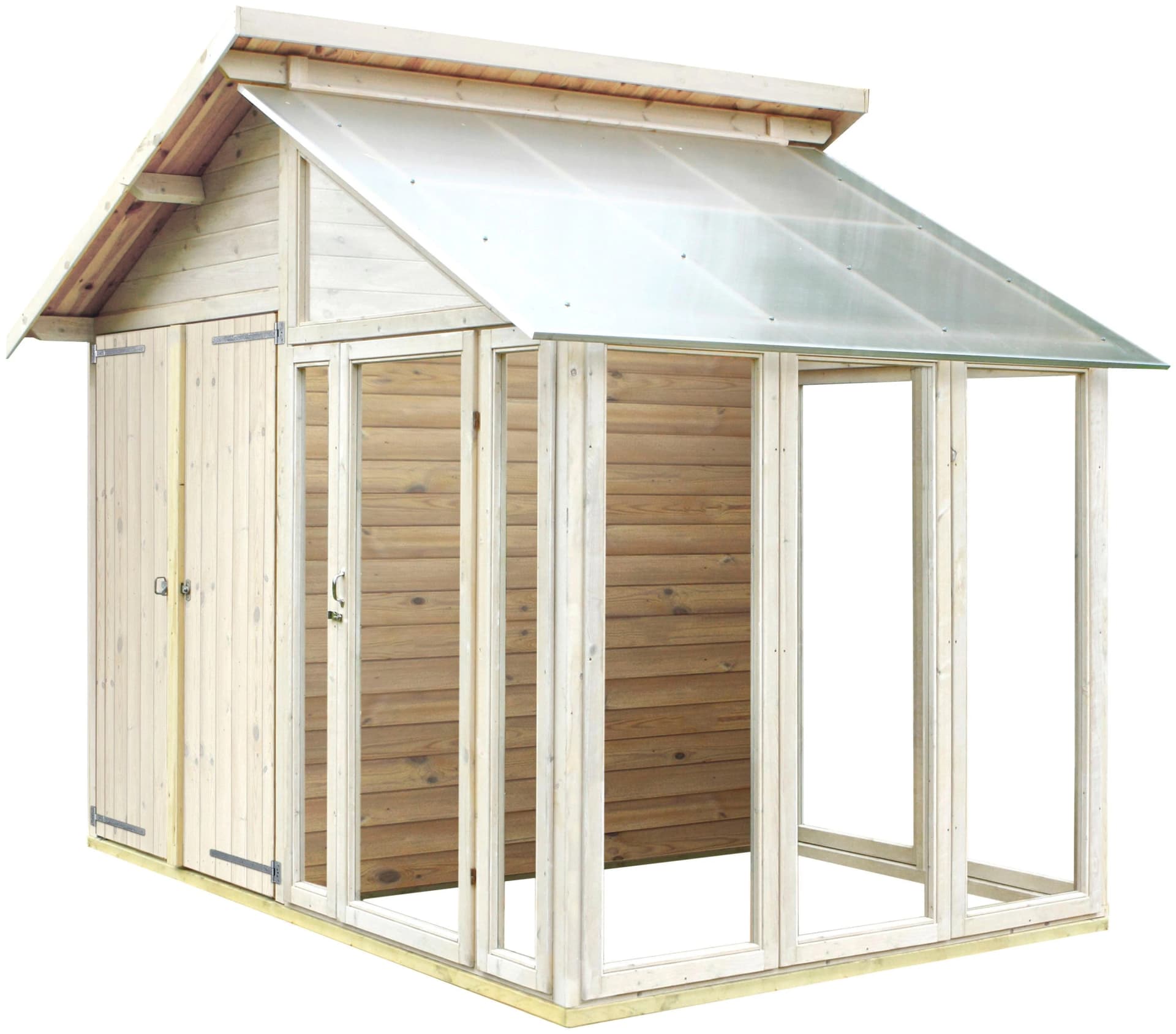 Gartenhaus PLUS, Massivholz, Polycarbonat, 6,6 m²