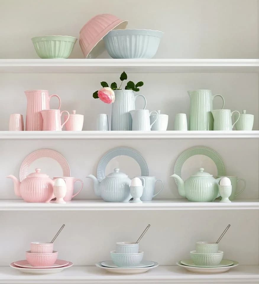 Greengate Alice Kanne 1L Pale Pink Retro Wellenmuster