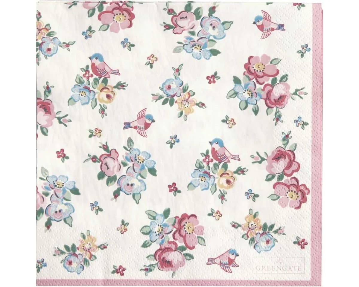 Greengate Papierserviette Ellie Weiß 33x33 cm
