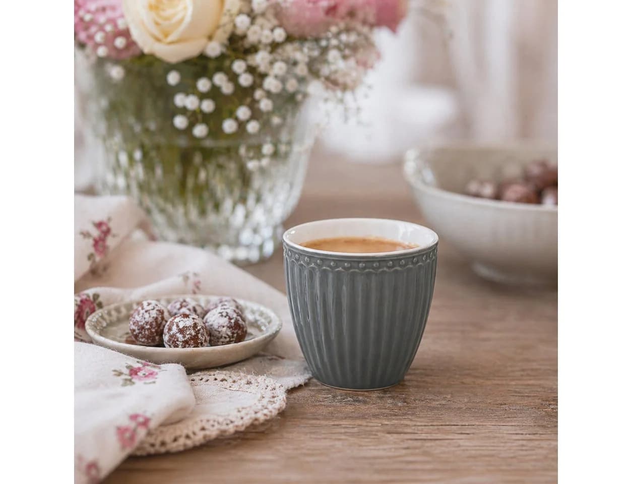 Greengate Espressotasse Alice Mini Latte Cup Steingrau