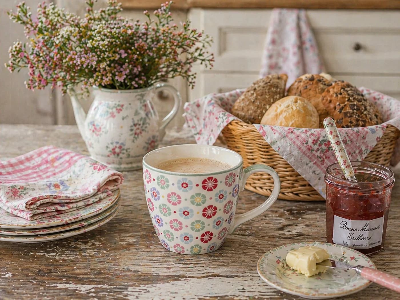 GreenGate Tasse Rike Weiß/Geblümt Porzellan Floral Retro - Bild 3