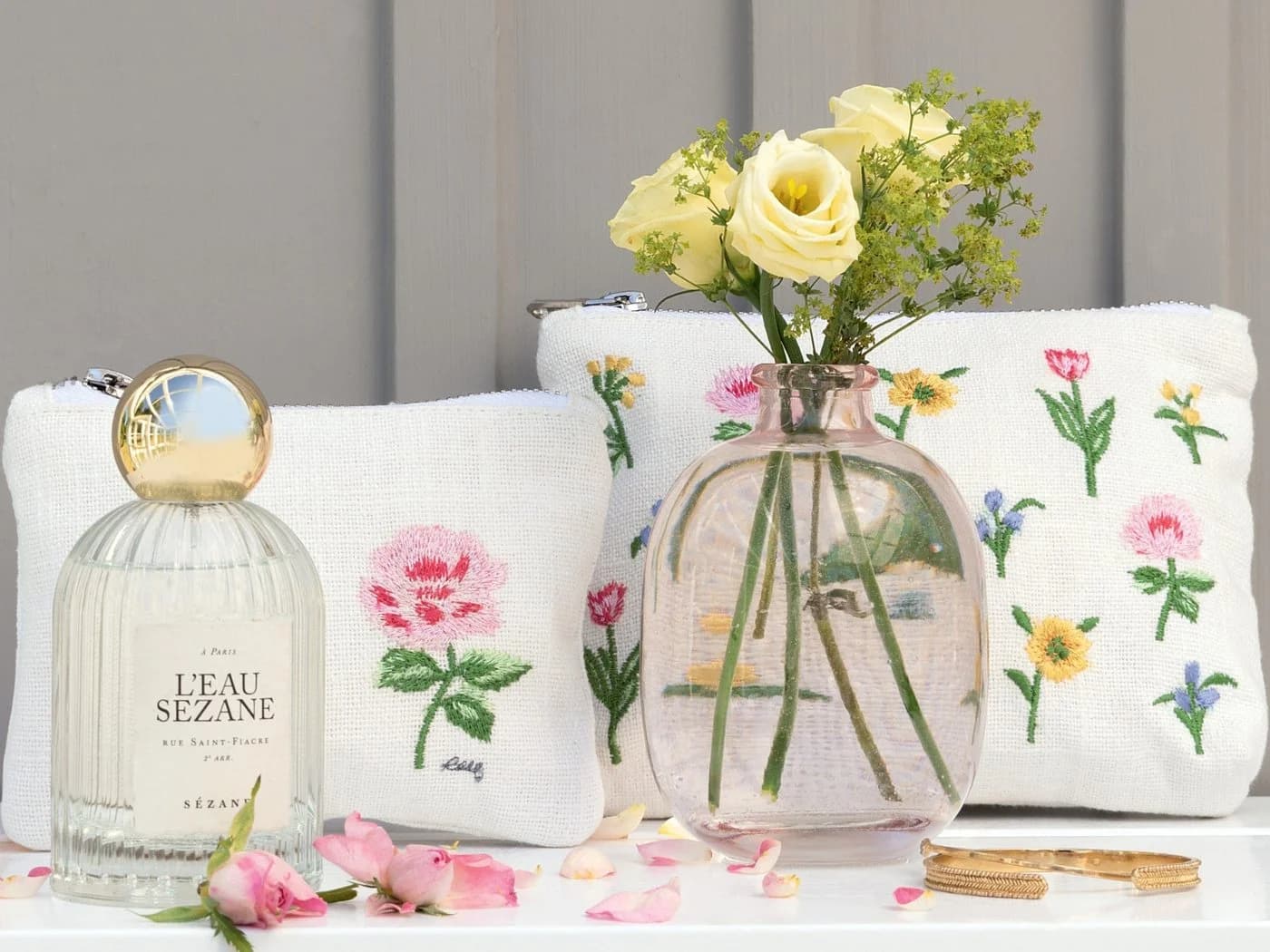 Greengate Fußmatte Agnes Weiß Floral Design