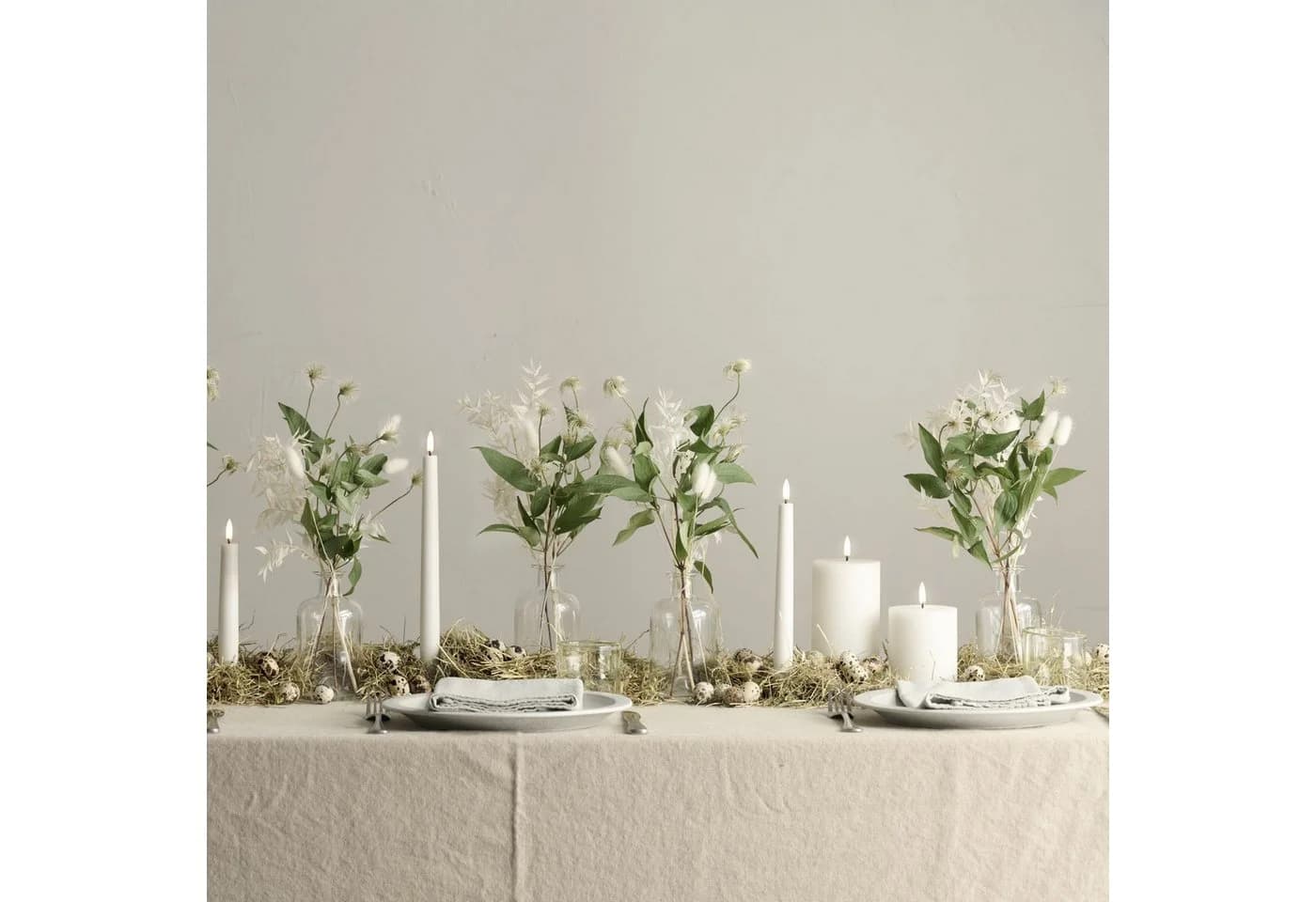 UYUNI Lighting LED-Kerze Echtwachs-Stumpenkerze Breit Nordic White