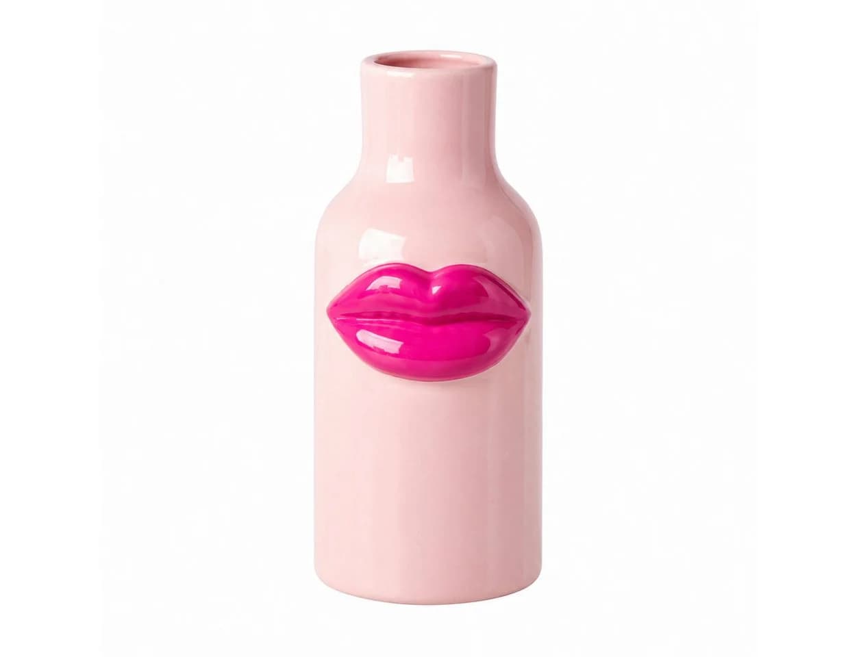 Rice Keramik Vase Kussmund Fuchsia Pink 8x18 cm - Bild 2