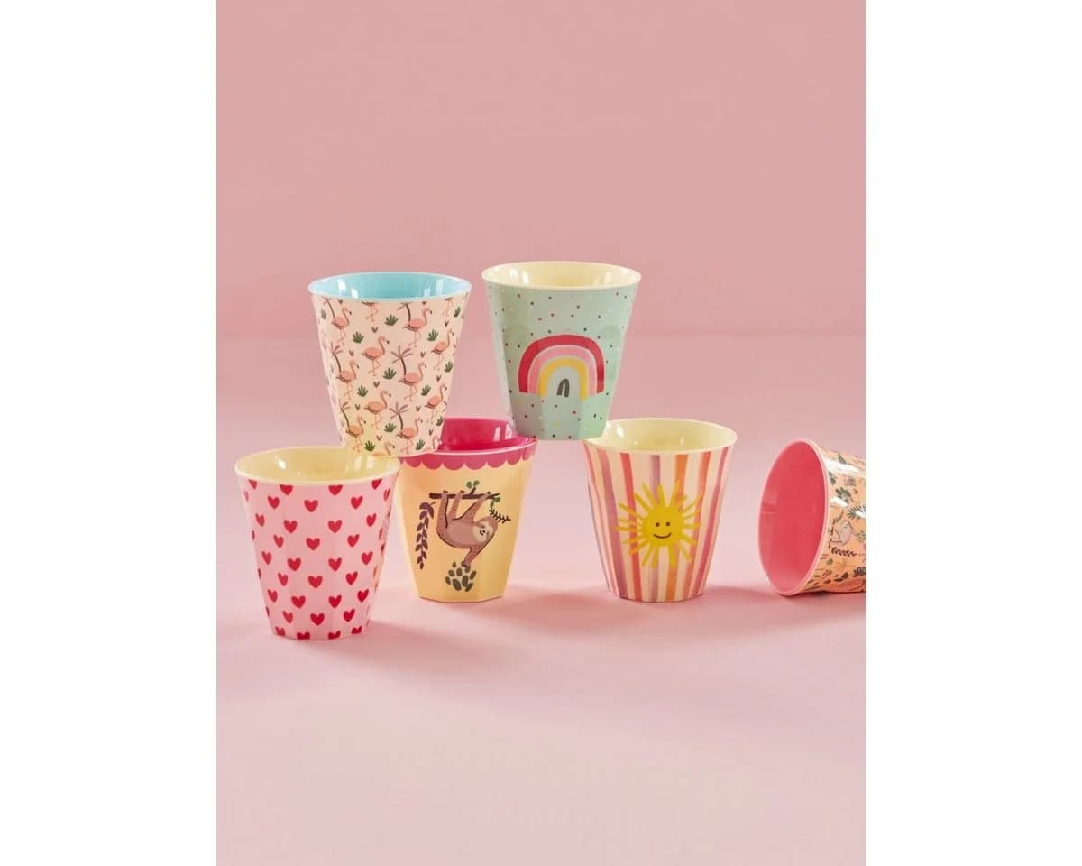 rice Kinderbecher Melamin 6er Set Funky Medium Bunt
