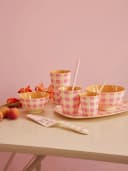 Rice Melamin Becher Medium Pink Beige Streifenmuster 250 ml Bild 3
