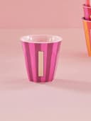 rice Melamin Becher Medium Buchstabe rot Streifenmuster Bild 1